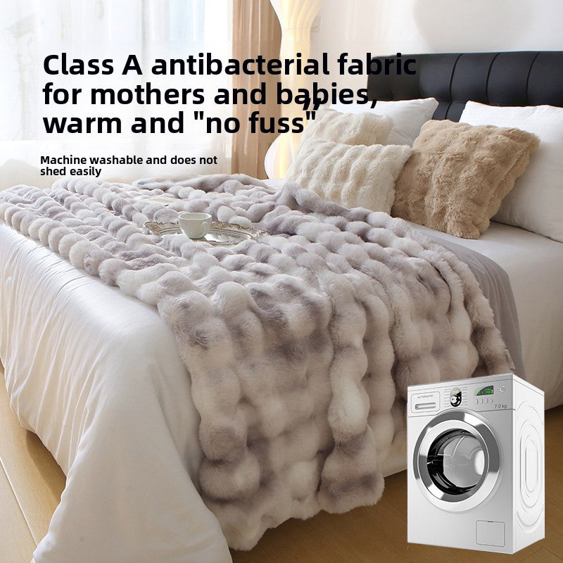 Luxury-lite rabbit fur blanket for office afternoon nap blanket