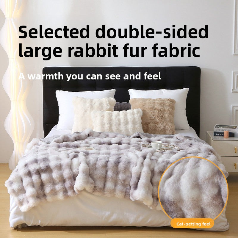 Luxury-lite rabbit fur blanket for office afternoon nap blanket