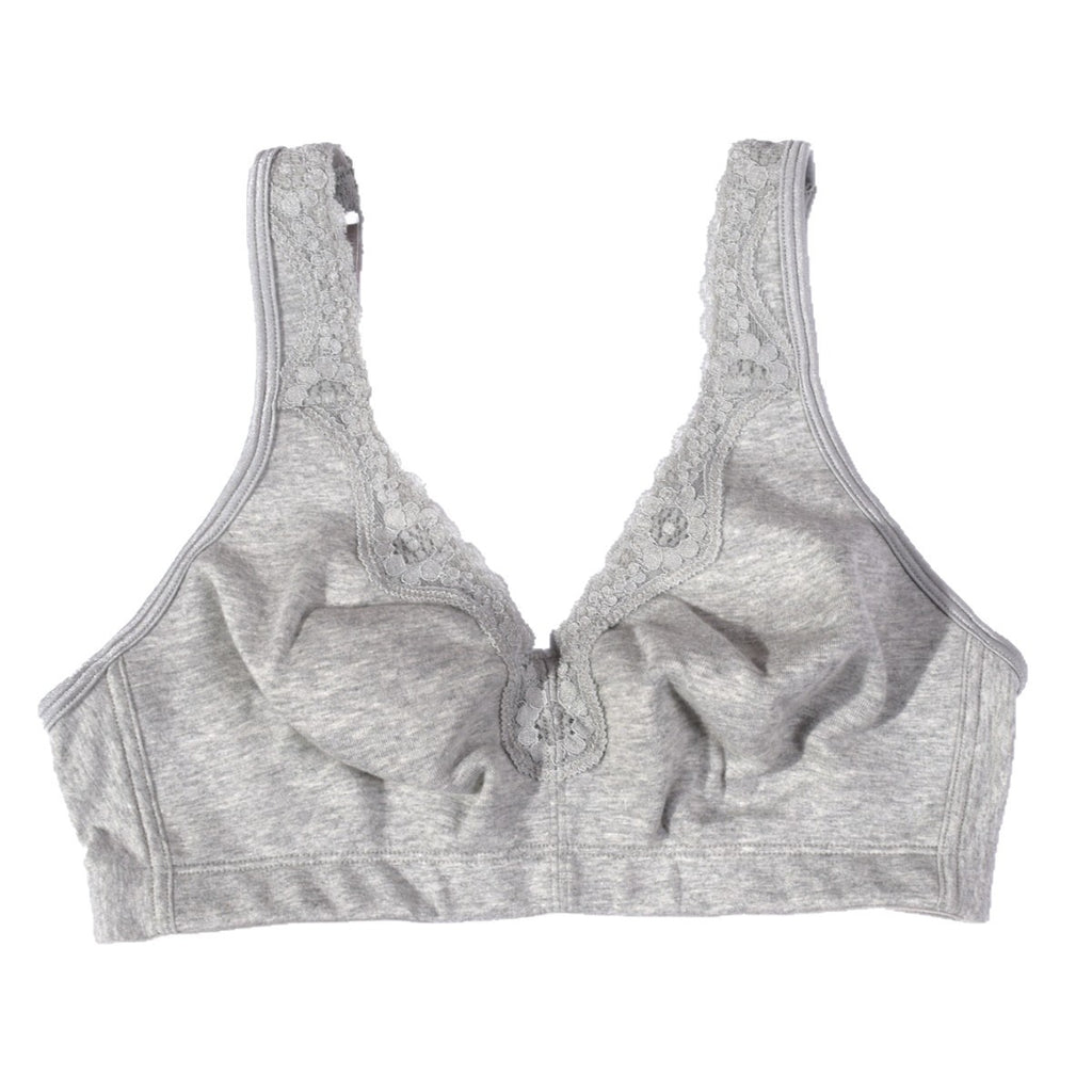 Breathable Full-Cup Lace Trim Plus-Size Bra for Large Busts