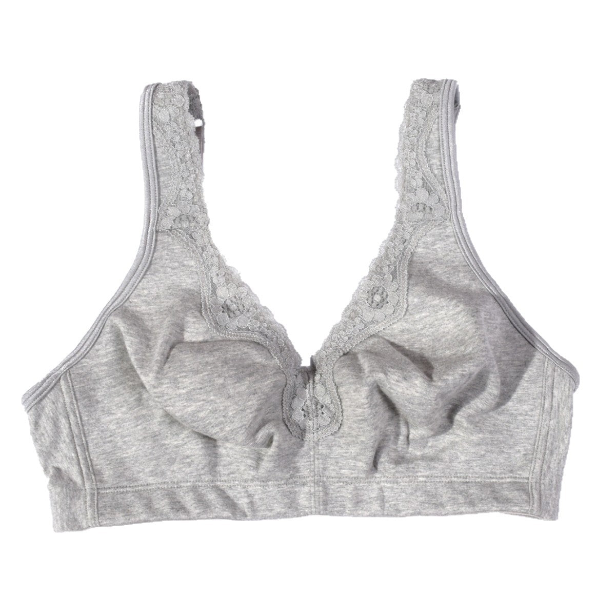 Breathable Full-Cup Lace Trim Plus-Size Bra for Large Busts