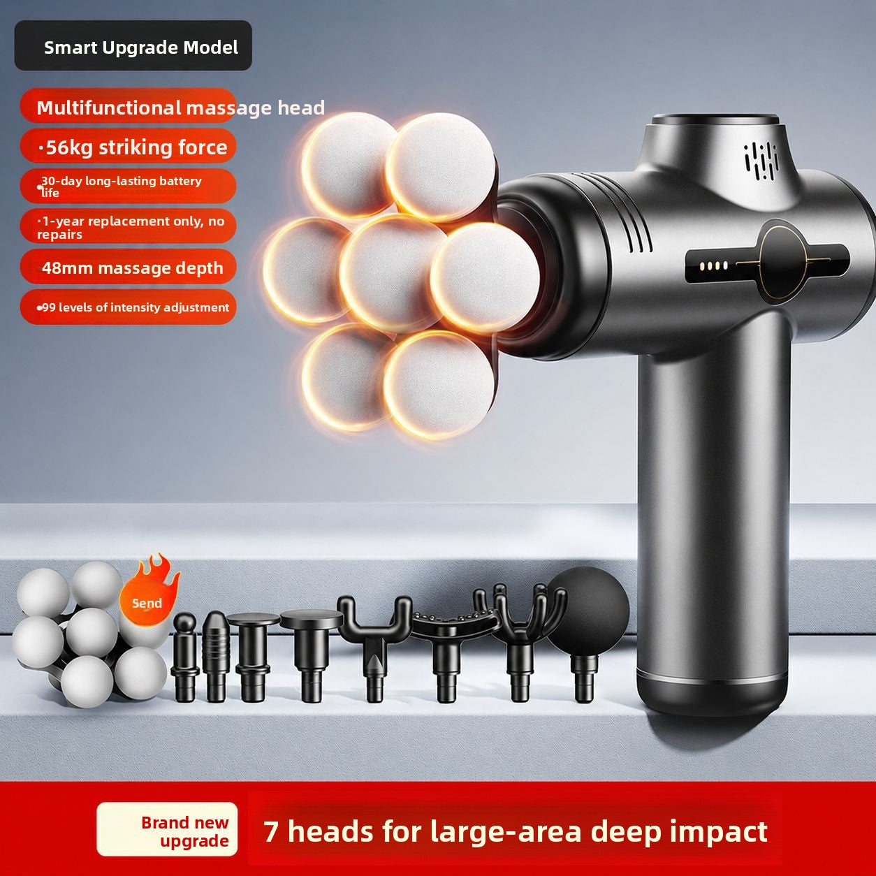 Electric Muscle Massage Gun with Multiple Attachments