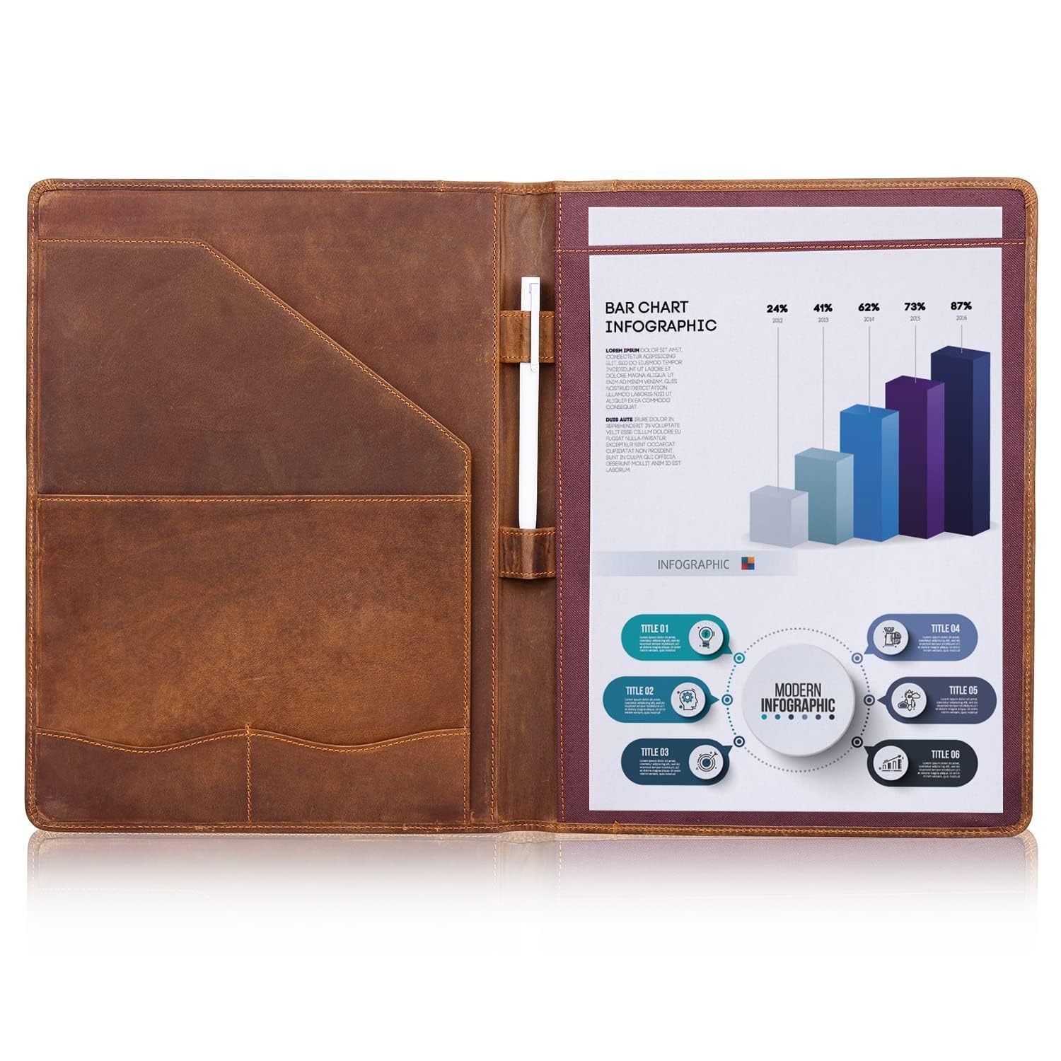 Genuine Leather A4 Folder with Clipboard