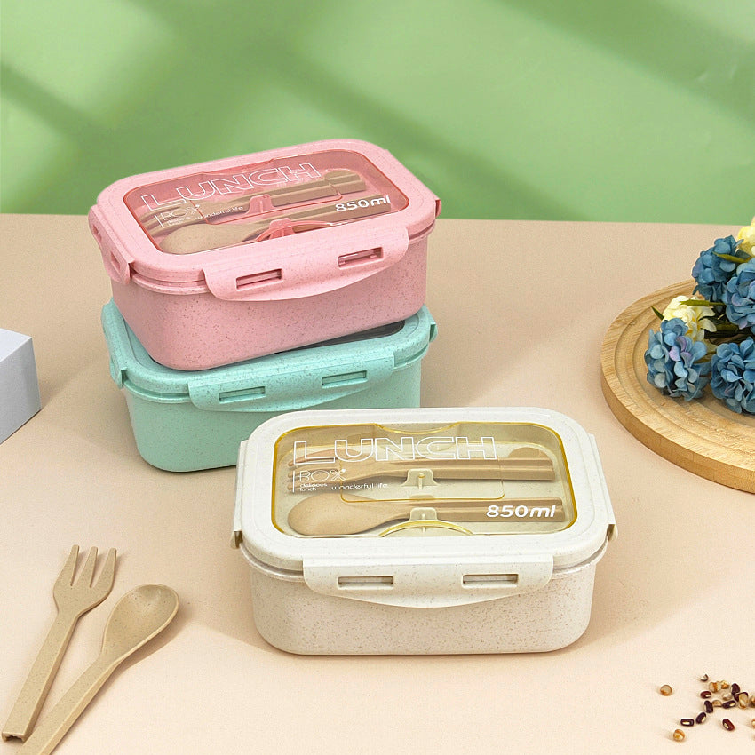 Microwave-Safe Wheat Straw Lunch Box with Compartments