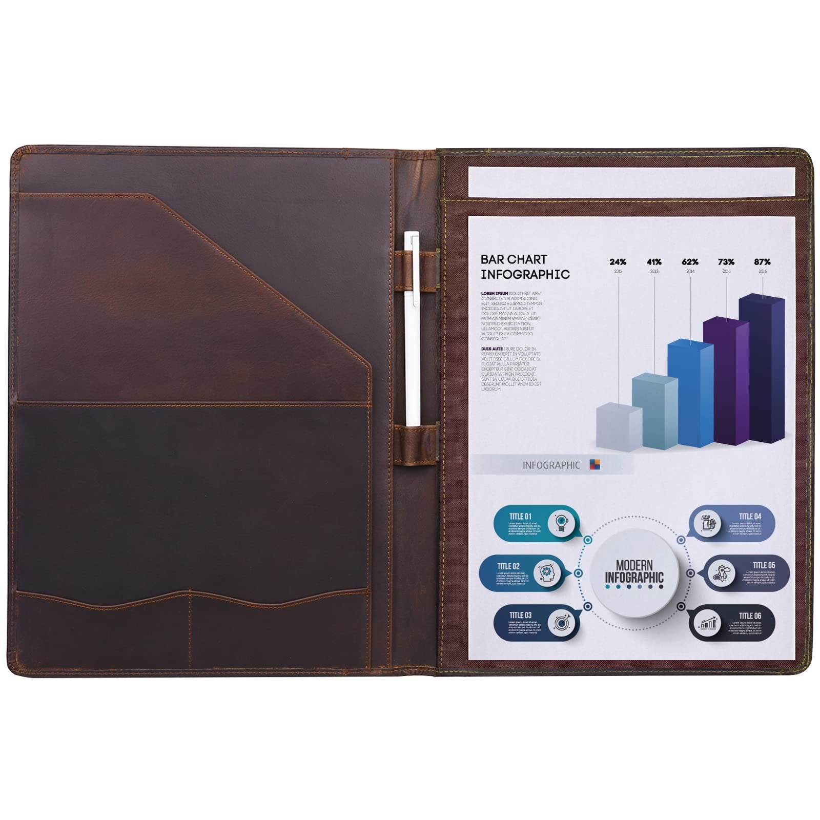 Genuine Leather A4 Folder with Clipboard