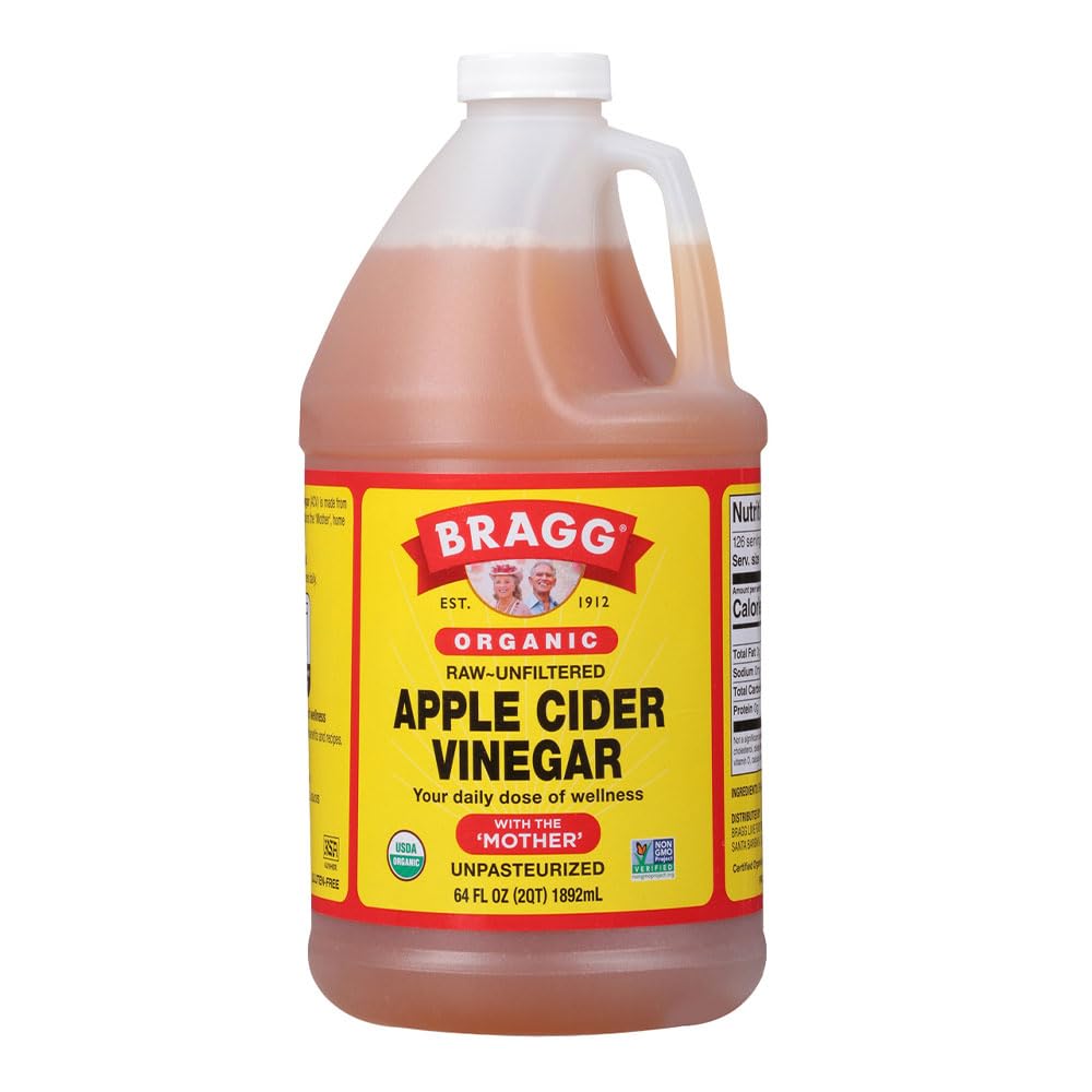 Bragg Organic Apple Cider Vinegar With the Mother– Raw, Unfiltered All Natural Ingredients (64 Fl Oz (Pack of 1))