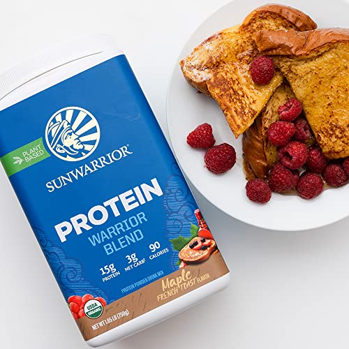 Organic Sunwarrior - Warrior Blend, Plant Based, Raw Vegan Protein Powder with Peas & Hemp, Chocolate, 30 Servings, 26.4 Ounce