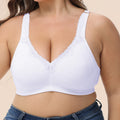 Breathable Full-Cup Lace Trim Plus-Size Bra for Large Busts