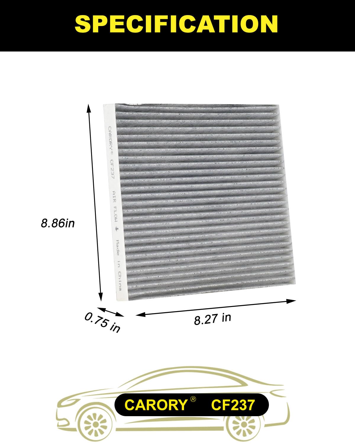 CARORY Cabin Air Filter w/Activated Carbon for Honda Accord 2003–2022, Civic 2006–2015, CR-V 2007–2016, Odyssey 2005–2017, Pilot 2009–2022, Ridgeline 2006–2025, Acura MDX 2007–2020, and More, CF134