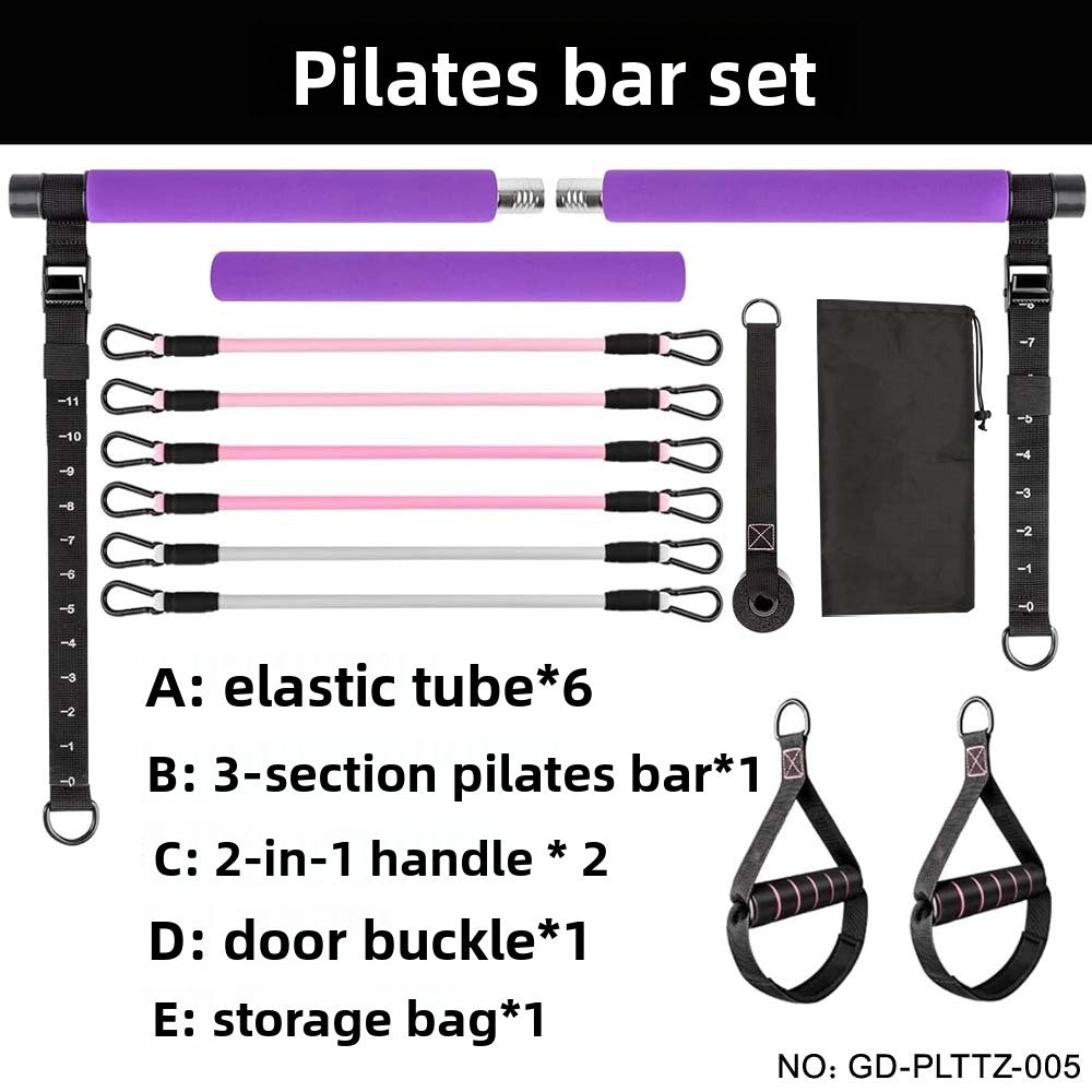 Pilates Bar Three-Section Resistance Band Fitness Bar Resistance Rope Fitness Equipment Bar Set