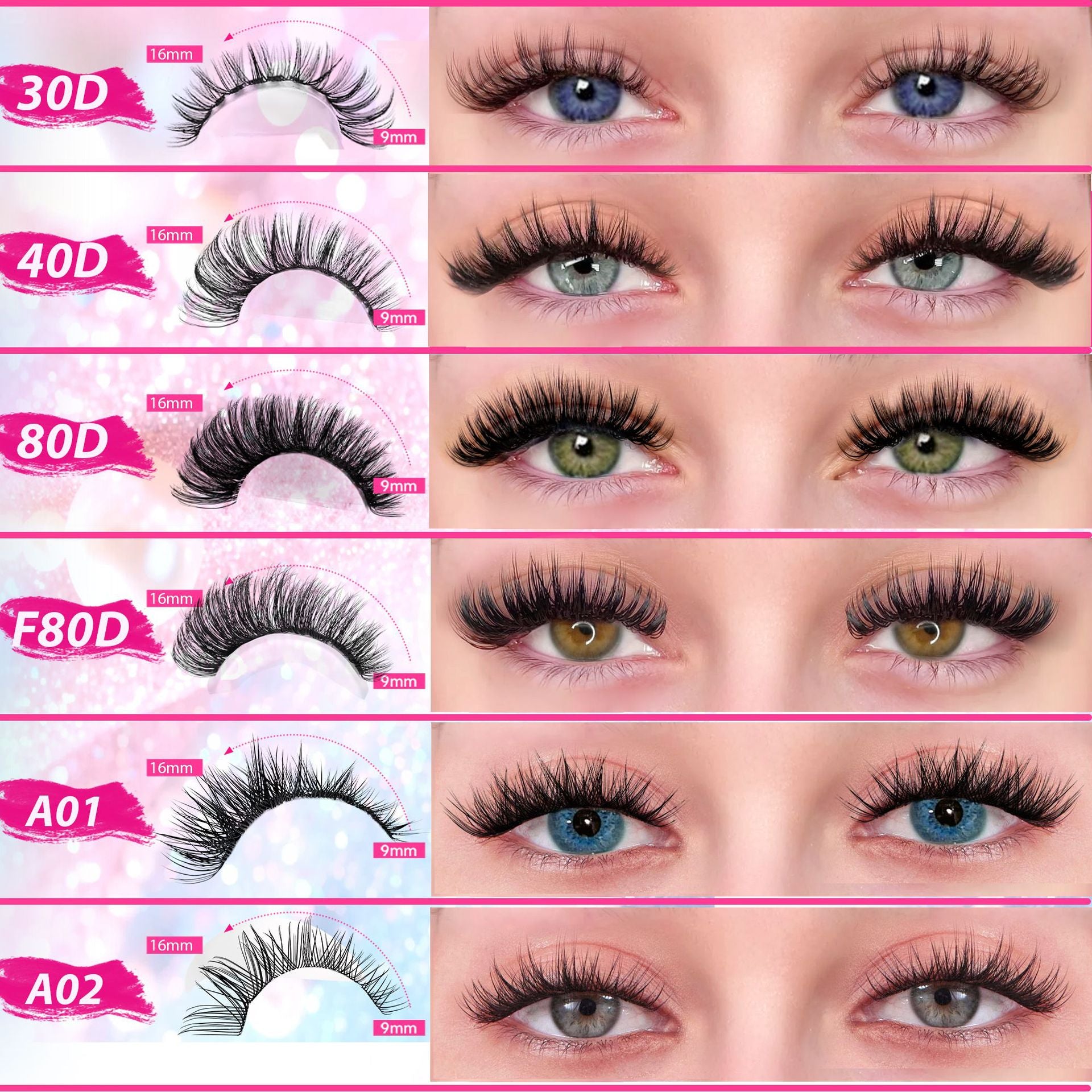 False Eyelashes 10 Rows Mixed Segmented Lashes