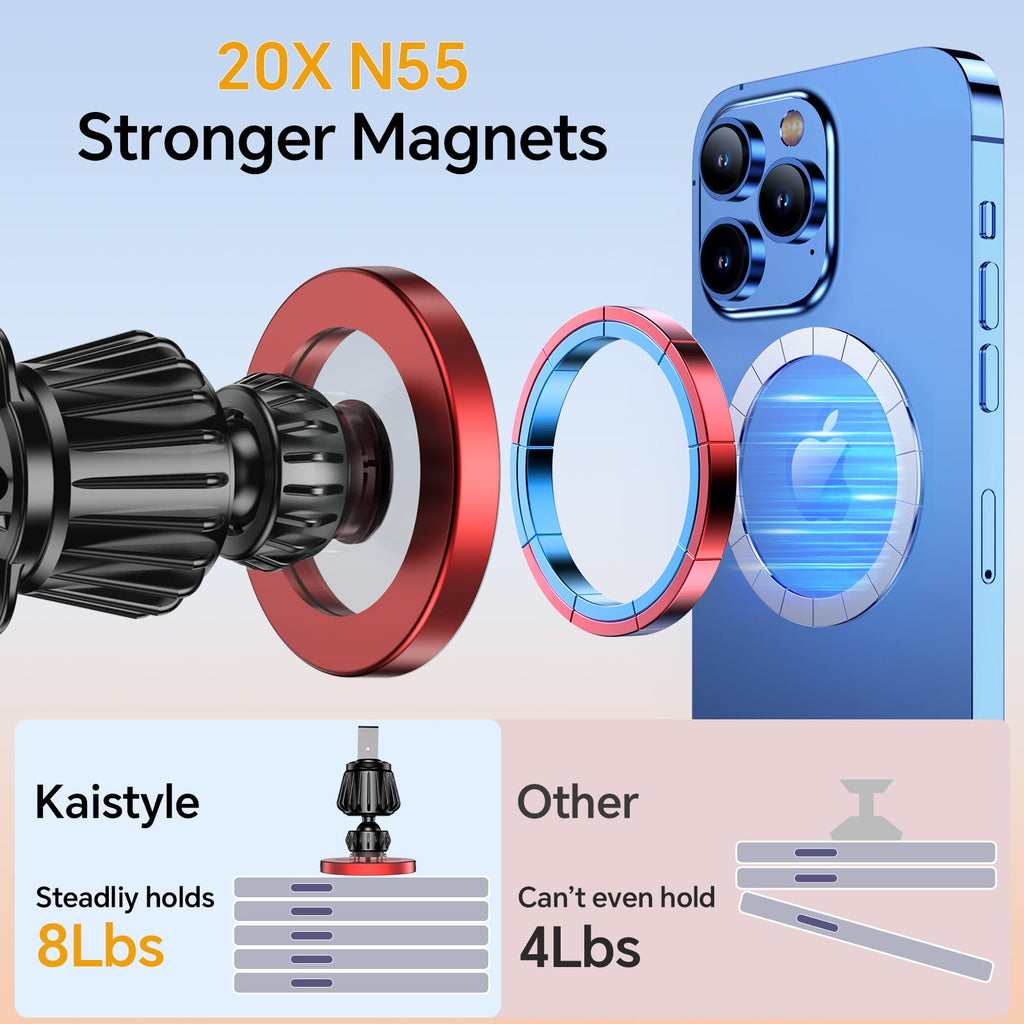for iPhone Magsafe car Mount【20 Strong Magnets】Magnetic Phone Holder for Car Dashboard【360° Rotation】Hands Free Car Phone Holder Mount Dash Fit iPhone 15 14 13 12 Pro Max Plus MagSafe Car Accessories