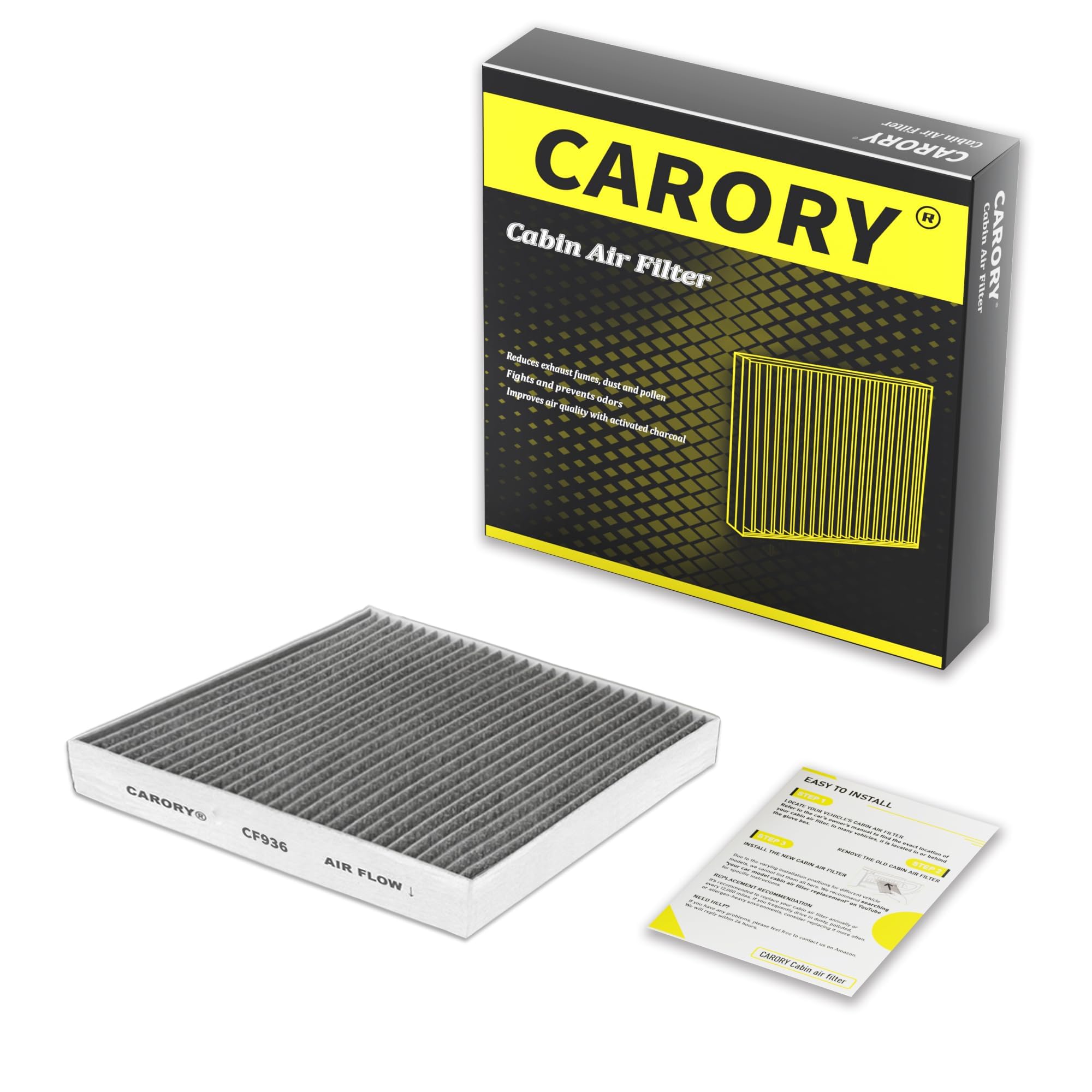 CARORY Cabin Air Filter w/Activated Carbon for Honda Accord 2003–2022, Civic 2006–2015, CR-V 2007–2016, Odyssey 2005–2017, Pilot 2009–2022, Ridgeline 2006–2025, Acura MDX 2007–2020, and More, CF134
