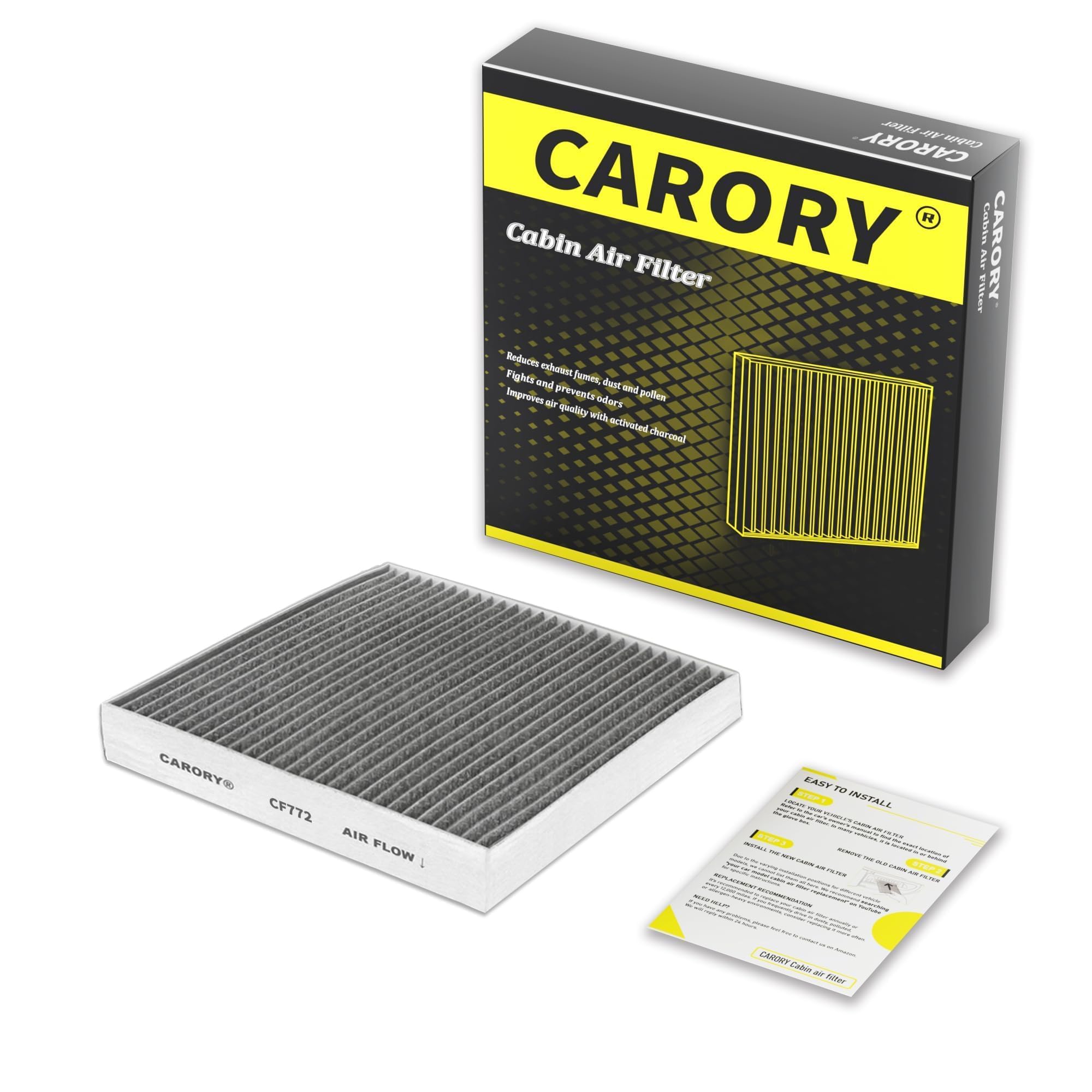 CARORY Cabin Air Filter w/Activated Carbon for Honda Accord 2003–2022, Civic 2006–2015, CR-V 2007–2016, Odyssey 2005–2017, Pilot 2009–2022, Ridgeline 2006–2025, Acura MDX 2007–2020, and More, CF134