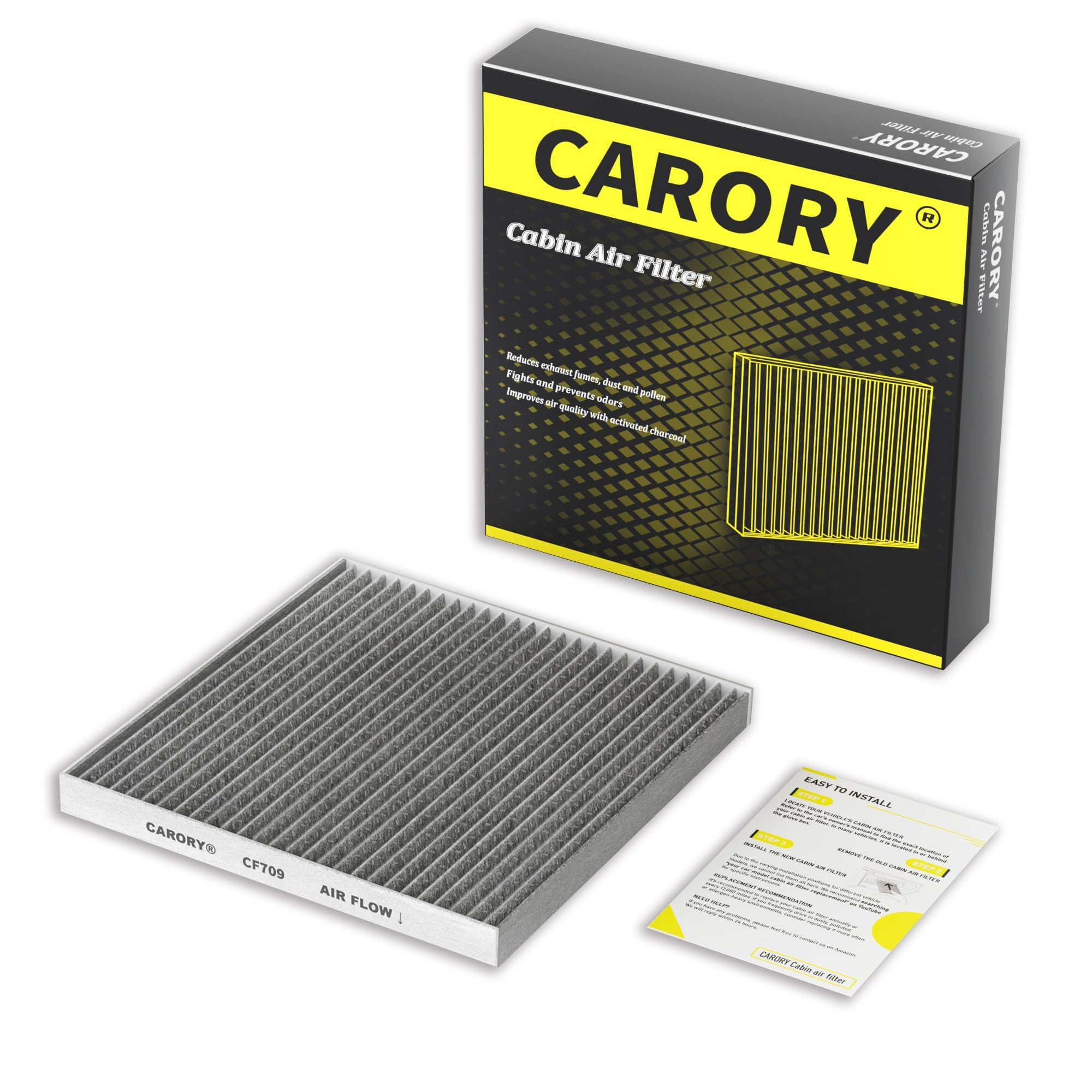 CARORY Cabin Air Filter w/Activated Carbon for Honda Accord 2003–2022, Civic 2006–2015, CR-V 2007–2016, Odyssey 2005–2017, Pilot 2009–2022, Ridgeline 2006–2025, Acura MDX 2007–2020, and More, CF134