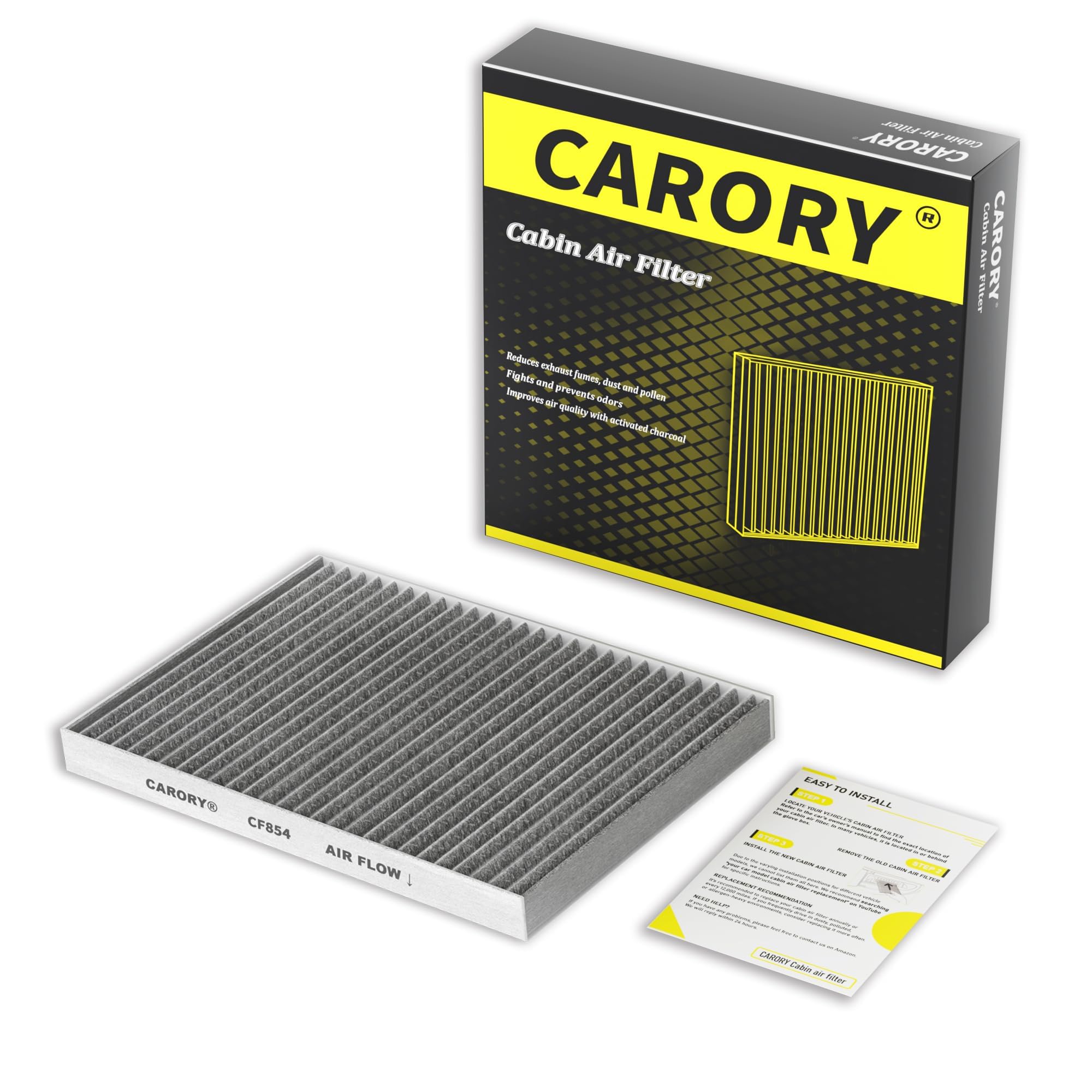 CARORY Cabin Air Filter w/Activated Carbon for Honda Accord 2003–2022, Civic 2006–2015, CR-V 2007–2016, Odyssey 2005–2017, Pilot 2009–2022, Ridgeline 2006–2025, Acura MDX 2007–2020, and More, CF134