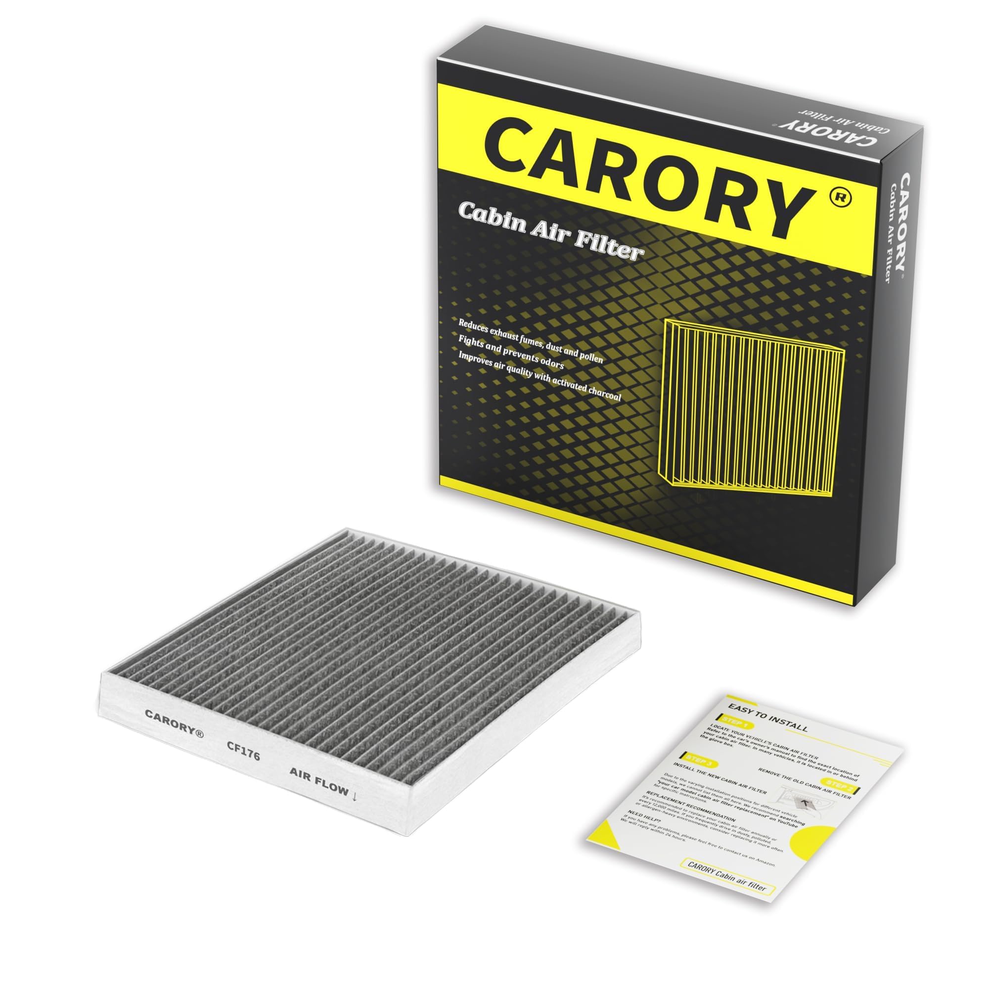 CARORY Cabin Air Filter w/Activated Carbon for Honda Accord 2003–2022, Civic 2006–2015, CR-V 2007–2016, Odyssey 2005–2017, Pilot 2009–2022, Ridgeline 2006–2025, Acura MDX 2007–2020, and More, CF134