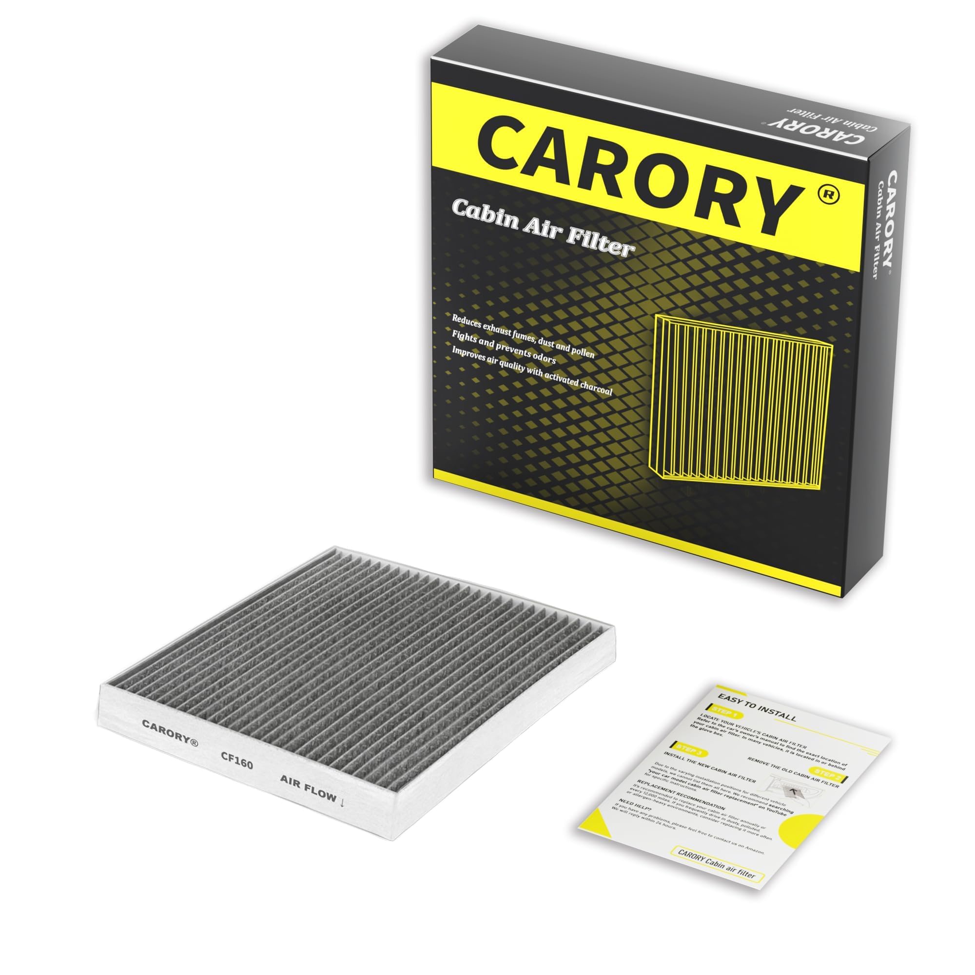 CARORY Cabin Air Filter w/Activated Carbon for Honda Accord 2003–2022, Civic 2006–2015, CR-V 2007–2016, Odyssey 2005–2017, Pilot 2009–2022, Ridgeline 2006–2025, Acura MDX 2007–2020, and More, CF134