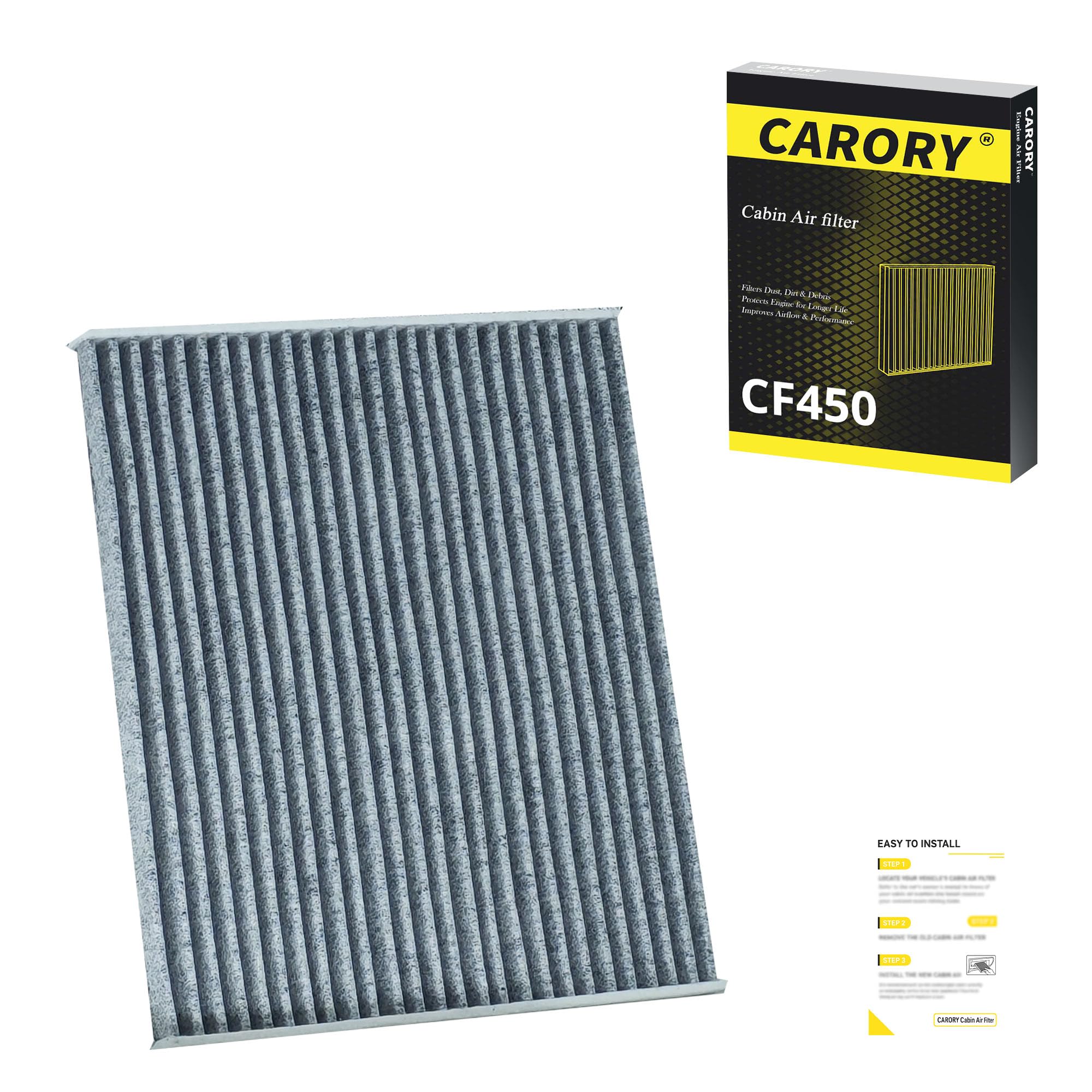CARORY Cabin Air Filter w/Activated Carbon for Honda Accord 2003–2022, Civic 2006–2015, CR-V 2007–2016, Odyssey 2005–2017, Pilot 2009–2022, Ridgeline 2006–2025, Acura MDX 2007–2020, and More, CF134