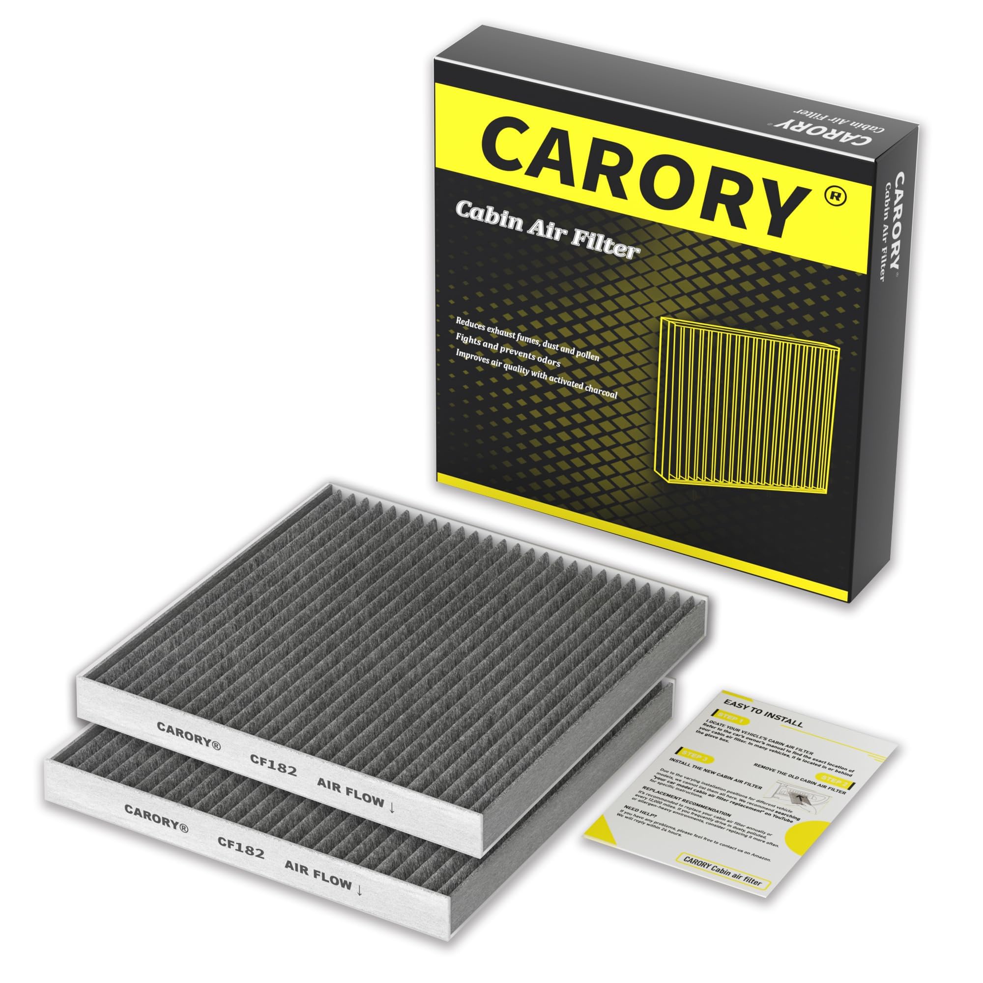 CARORY Cabin Air Filter w/Activated Carbon for Honda Accord 2003–2022, Civic 2006–2015, CR-V 2007–2016, Odyssey 2005–2017, Pilot 2009–2022, Ridgeline 2006–2025, Acura MDX 2007–2020, and More, CF134