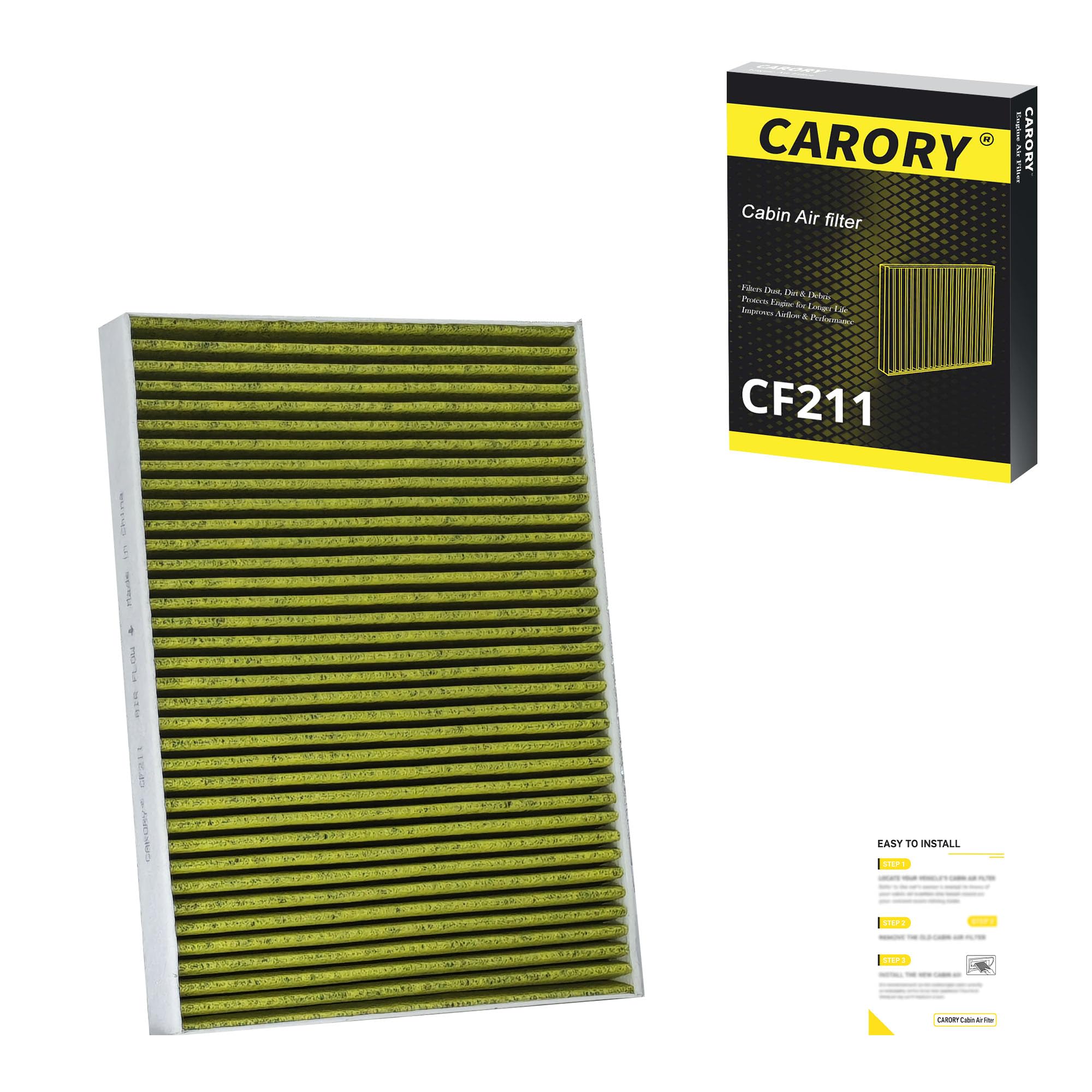 CARORY Cabin Air Filter w/Activated Carbon for Honda Accord 2003–2022, Civic 2006–2015, CR-V 2007–2016, Odyssey 2005–2017, Pilot 2009–2022, Ridgeline 2006–2025, Acura MDX 2007–2020, and More, CF134