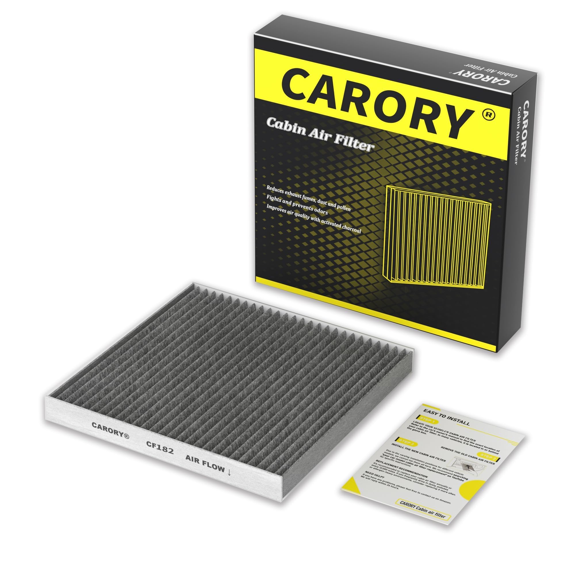 CARORY Cabin Air Filter w/Activated Carbon for Honda Accord 2003–2022, Civic 2006–2015, CR-V 2007–2016, Odyssey 2005–2017, Pilot 2009–2022, Ridgeline 2006–2025, Acura MDX 2007–2020, and More, CF134