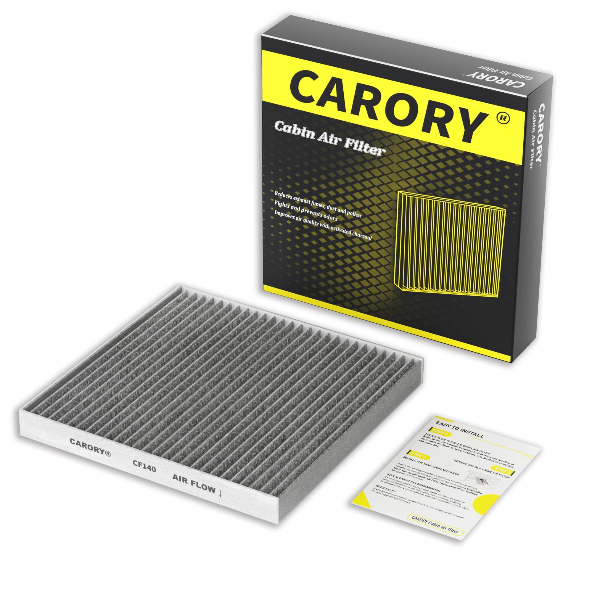 CARORY Cabin Air Filter w/Activated Carbon for Honda Accord 2003–2022, Civic 2006–2015, CR-V 2007–2016, Odyssey 2005–2017, Pilot 2009–2022, Ridgeline 2006–2025, Acura MDX 2007–2020, and More, CF134