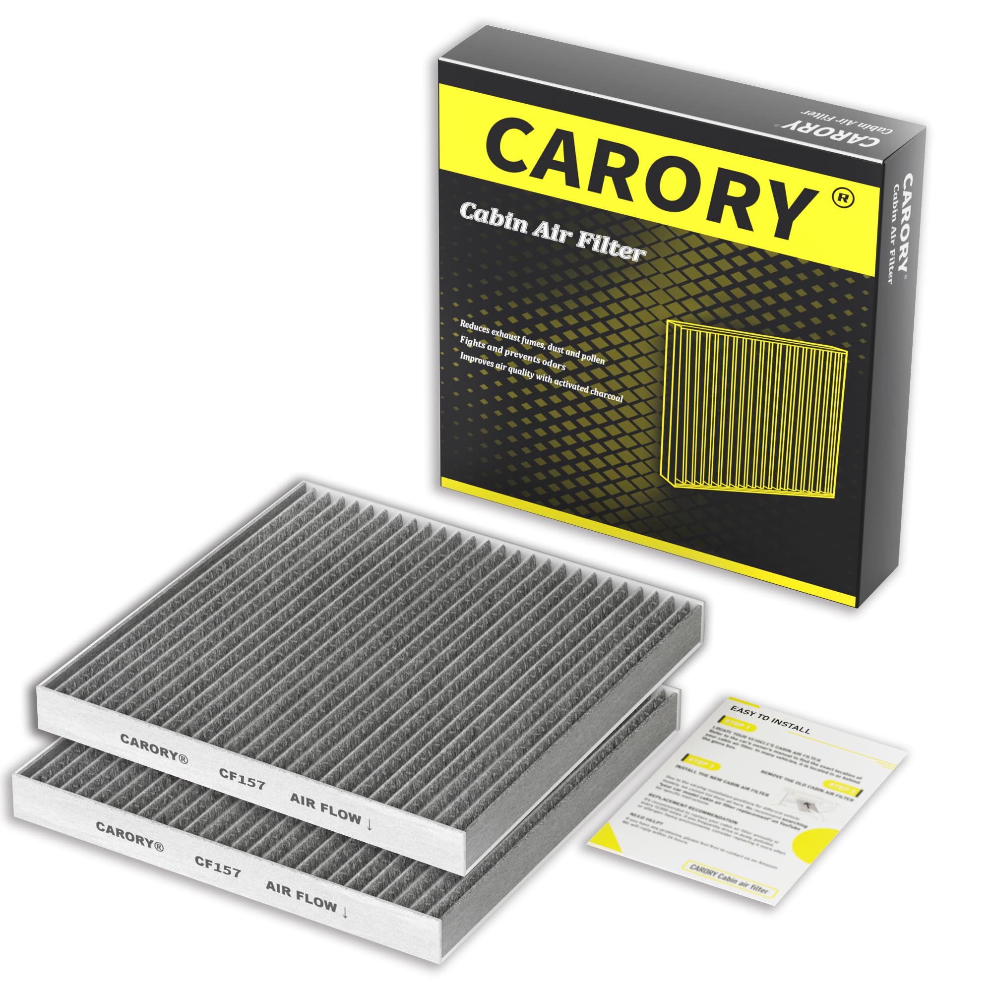 CARORY Cabin Air Filter w/Activated Carbon for Honda Accord 2003–2022, Civic 2006–2015, CR-V 2007–2016, Odyssey 2005–2017, Pilot 2009–2022, Ridgeline 2006–2025, Acura MDX 2007–2020, and More, CF134