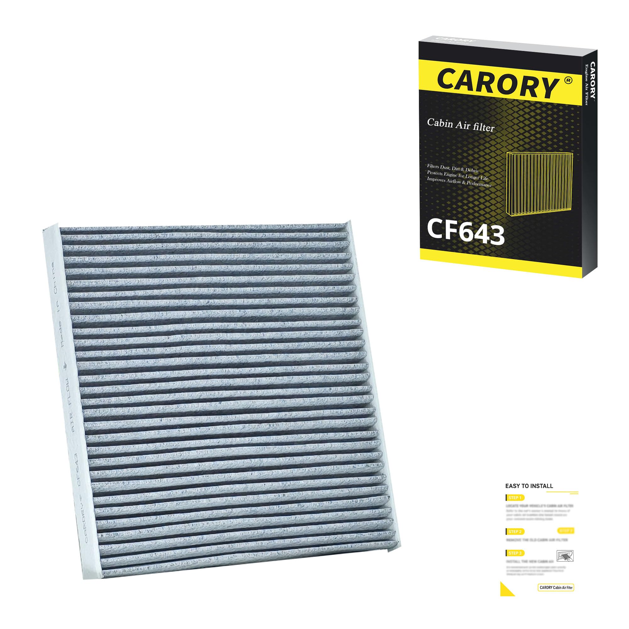 CARORY Cabin Air Filter w/Activated Carbon for Honda Accord 2003–2022, Civic 2006–2015, CR-V 2007–2016, Odyssey 2005–2017, Pilot 2009–2022, Ridgeline 2006–2025, Acura MDX 2007–2020, and More, CF134