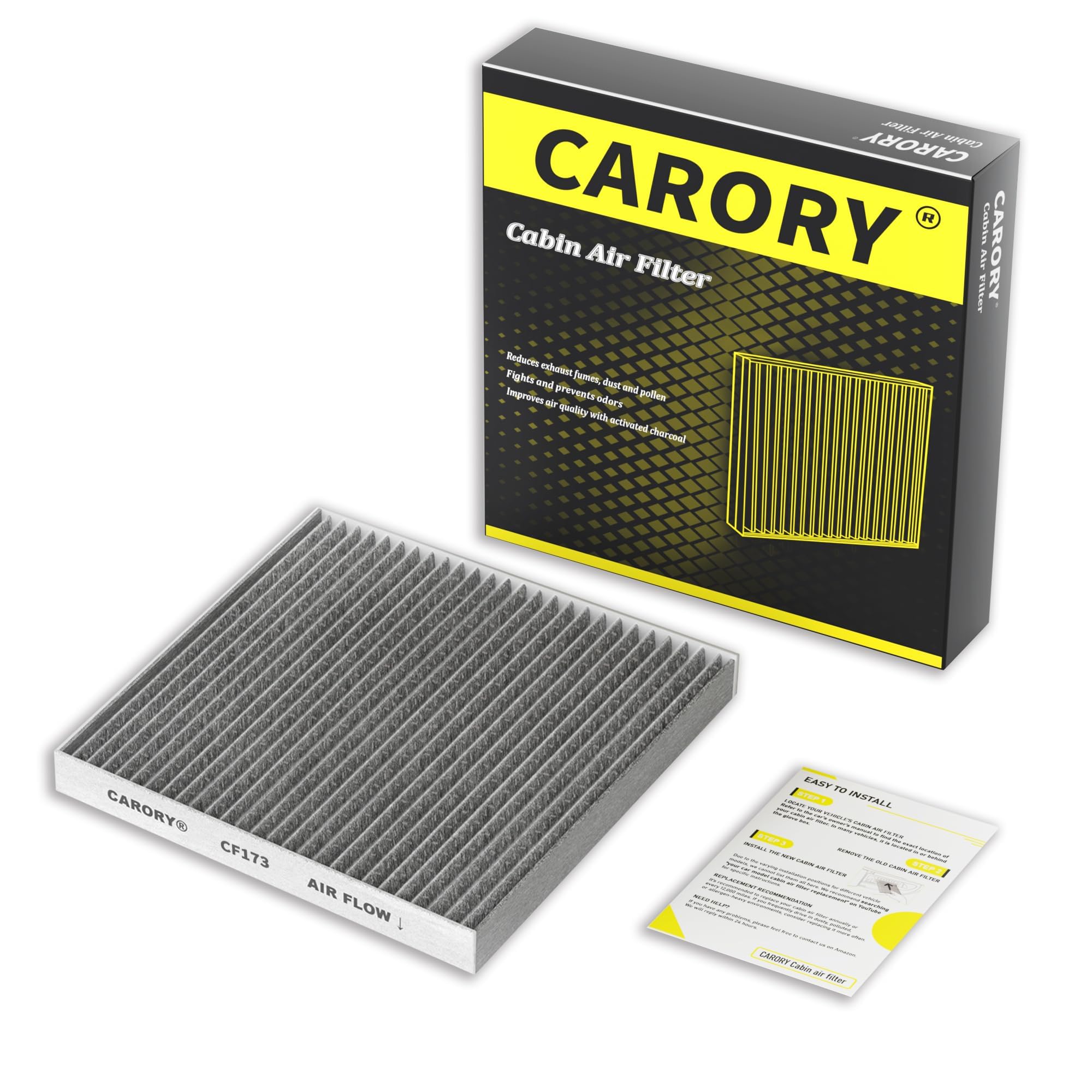 CARORY Cabin Air Filter w/Activated Carbon for Honda Accord 2003–2022, Civic 2006–2015, CR-V 2007–2016, Odyssey 2005–2017, Pilot 2009–2022, Ridgeline 2006–2025, Acura MDX 2007–2020, and More, CF134