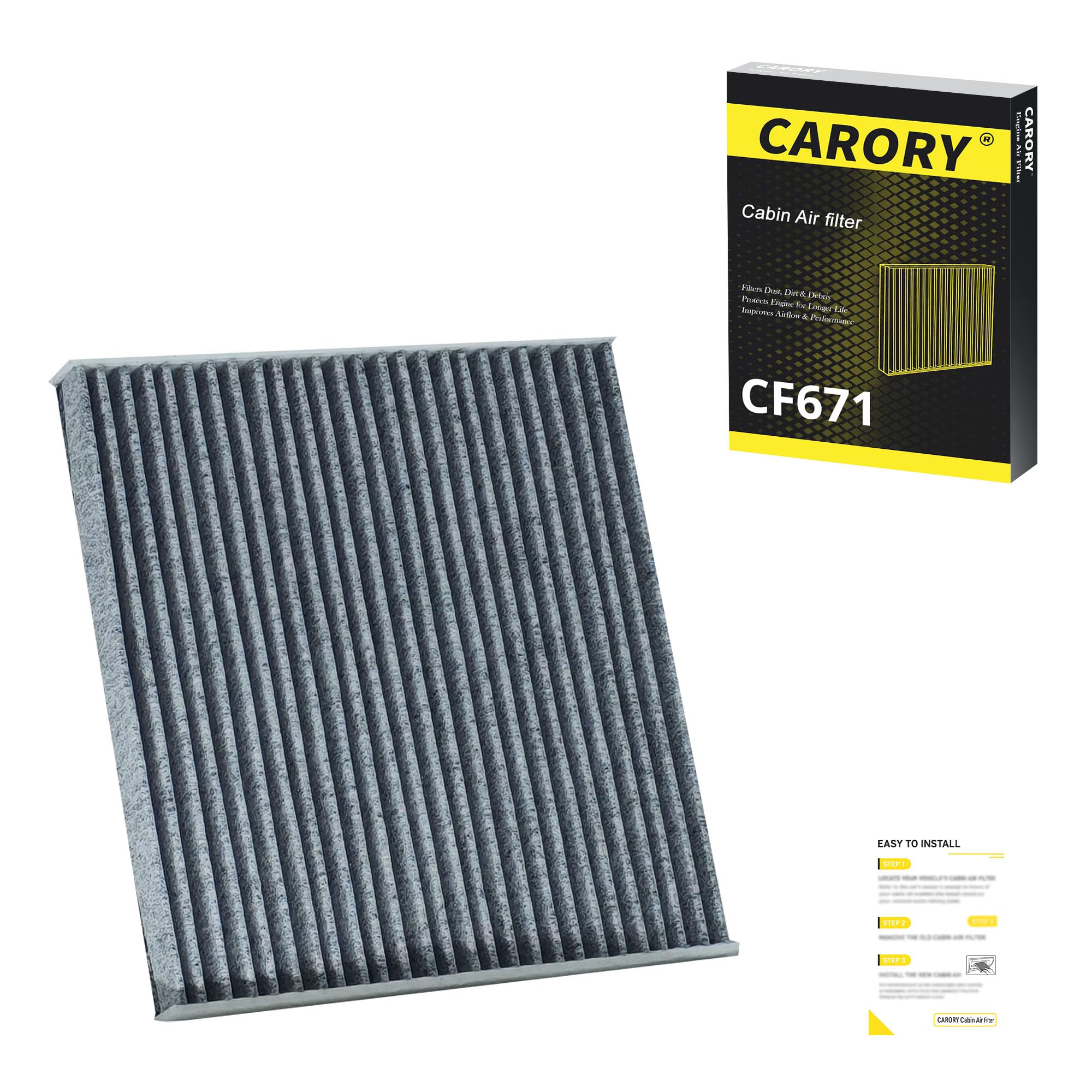 CARORY Cabin Air Filter w/Activated Carbon for Honda Accord 2003–2022, Civic 2006–2015, CR-V 2007–2016, Odyssey 2005–2017, Pilot 2009–2022, Ridgeline 2006–2025, Acura MDX 2007–2020, and More, CF134