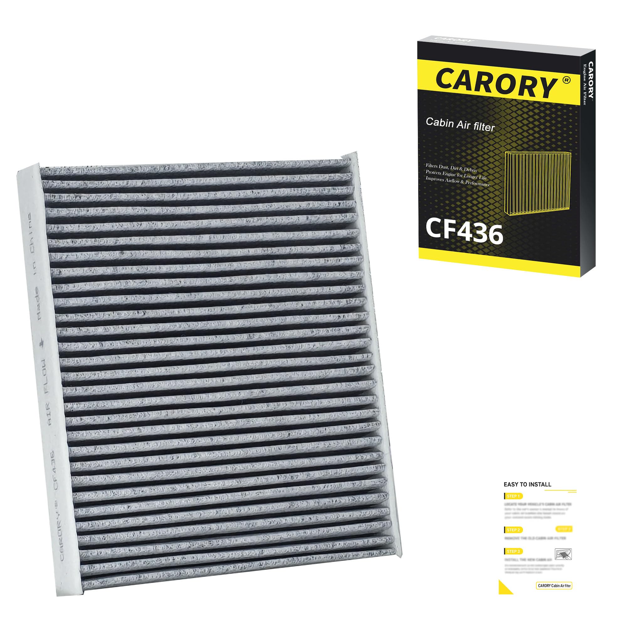 CARORY Cabin Air Filter w/Activated Carbon for Honda Accord 2003–2022, Civic 2006–2015, CR-V 2007–2016, Odyssey 2005–2017, Pilot 2009–2022, Ridgeline 2006–2025, Acura MDX 2007–2020, and More, CF134