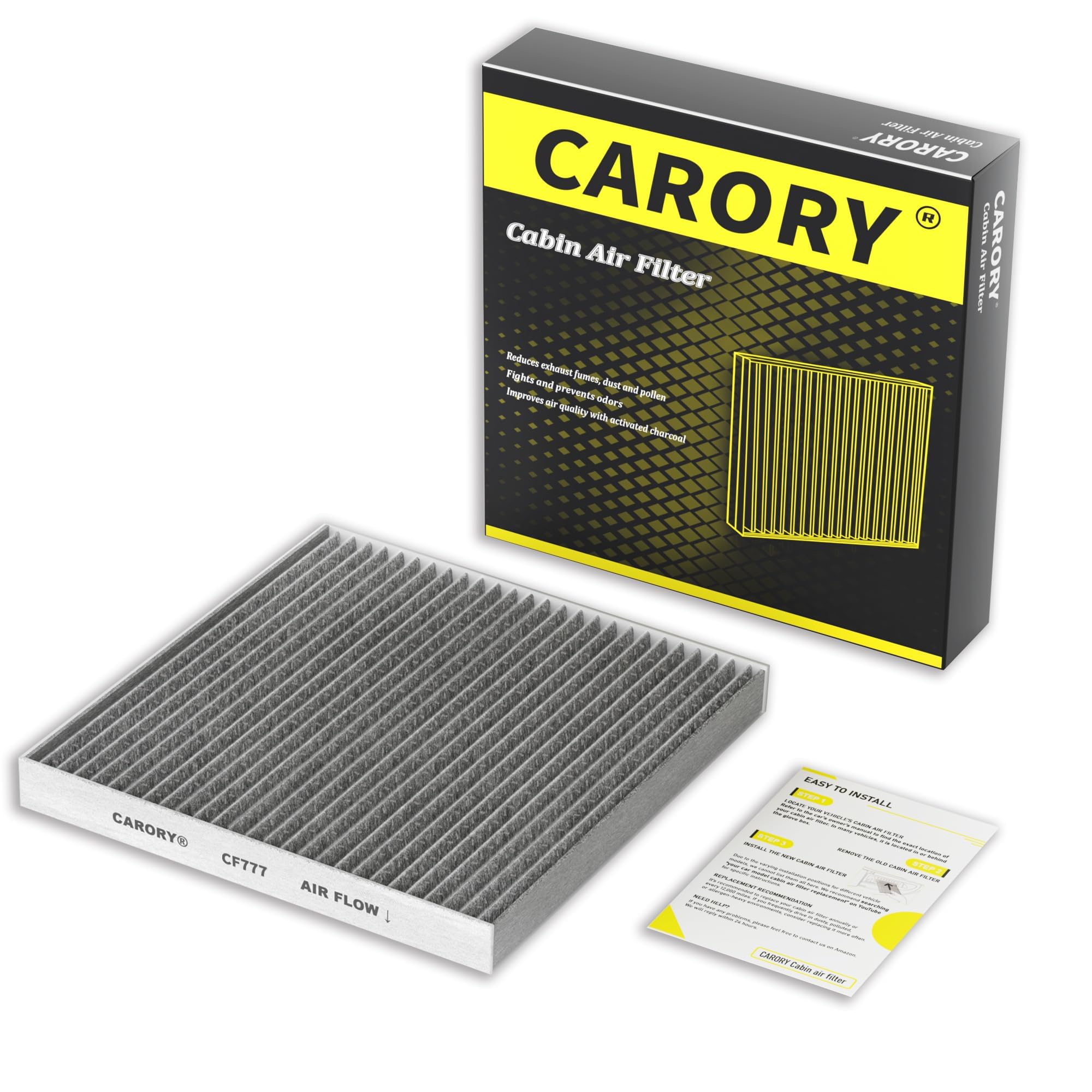 CARORY Cabin Air Filter w/Activated Carbon for Honda Accord 2003–2022, Civic 2006–2015, CR-V 2007–2016, Odyssey 2005–2017, Pilot 2009–2022, Ridgeline 2006–2025, Acura MDX 2007–2020, and More, CF134