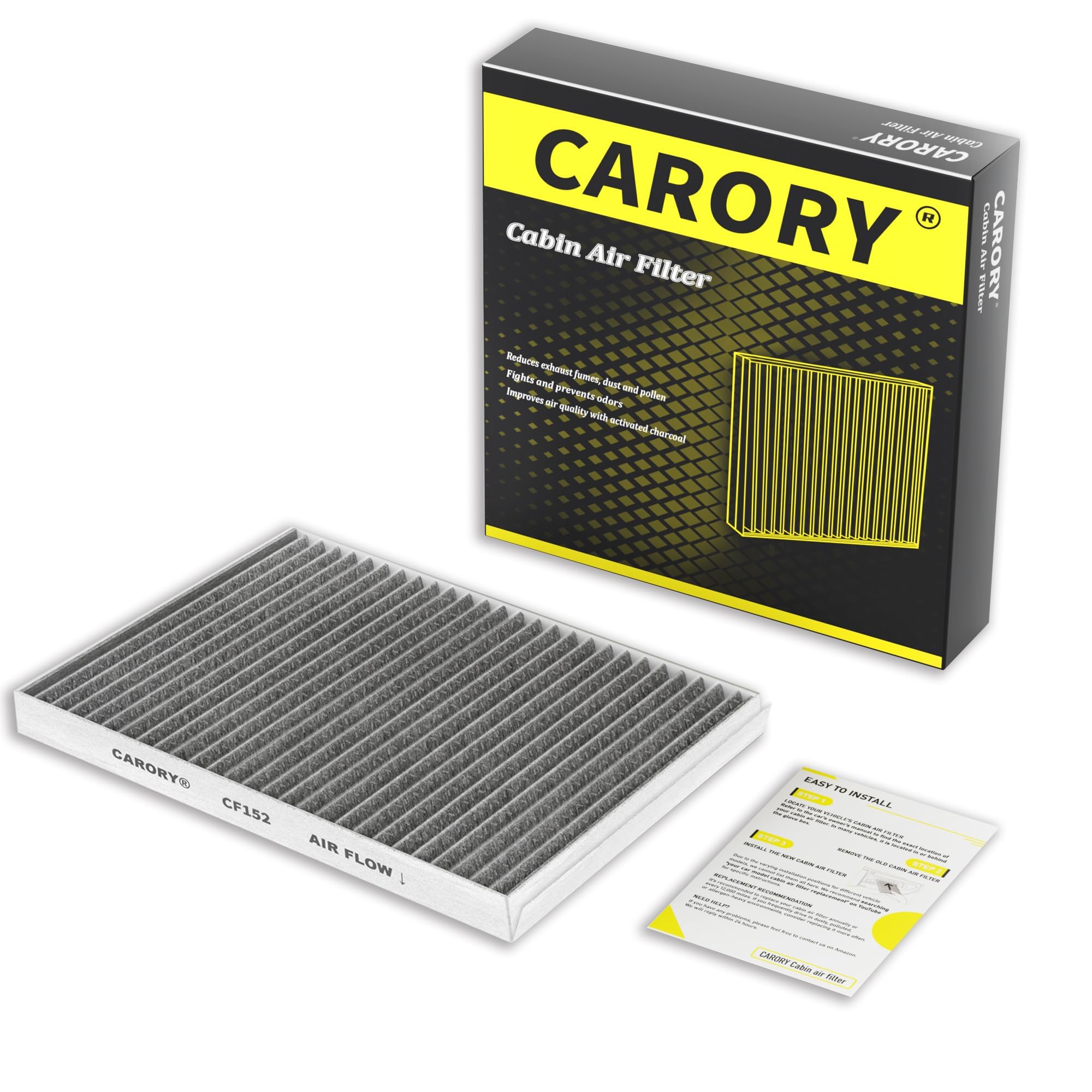 CARORY Cabin Air Filter w/Activated Carbon for Honda Accord 2003–2022, Civic 2006–2015, CR-V 2007–2016, Odyssey 2005–2017, Pilot 2009–2022, Ridgeline 2006–2025, Acura MDX 2007–2020, and More, CF134