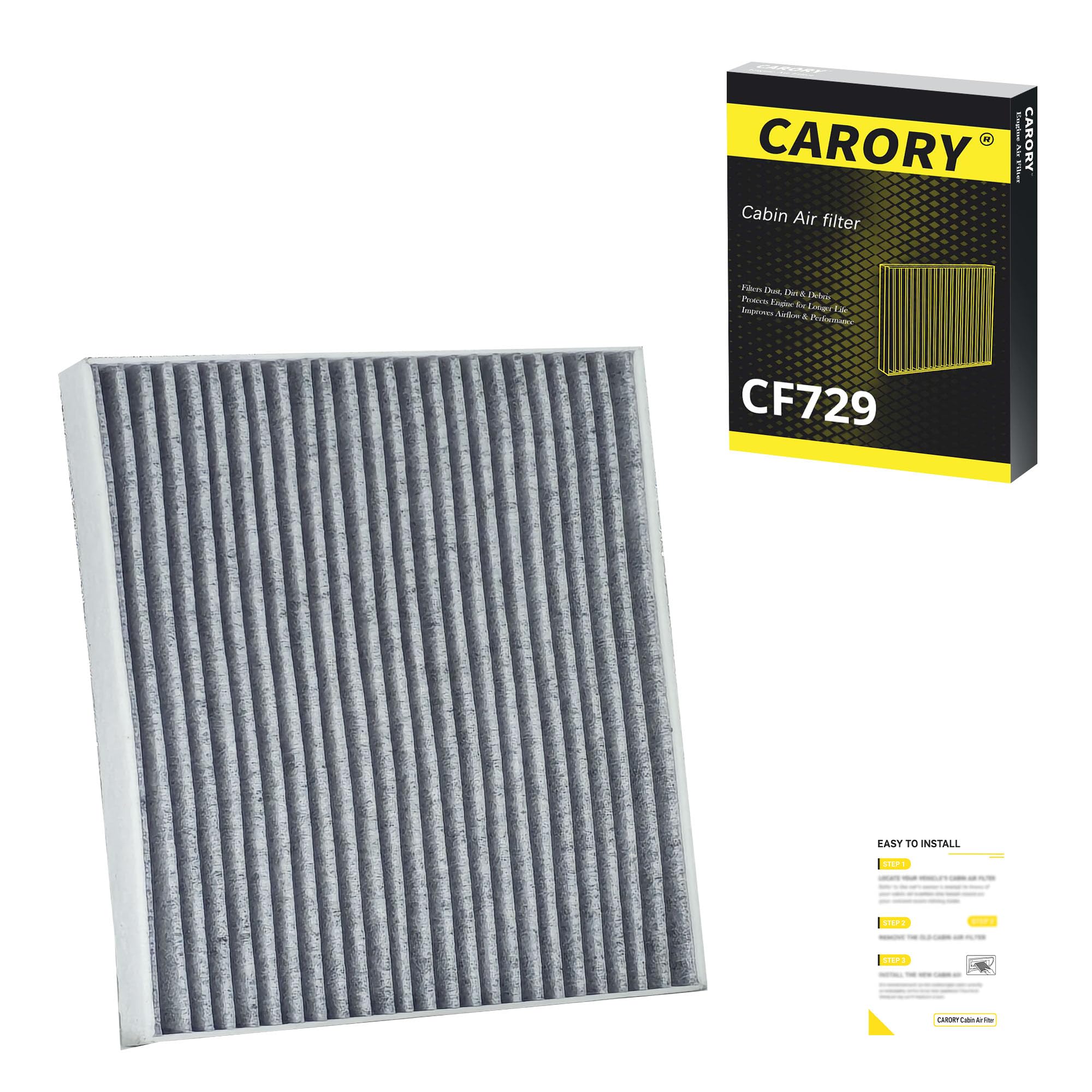 CARORY Cabin Air Filter w/Activated Carbon for Honda Accord 2003–2022, Civic 2006–2015, CR-V 2007–2016, Odyssey 2005–2017, Pilot 2009–2022, Ridgeline 2006–2025, Acura MDX 2007–2020, and More, CF134