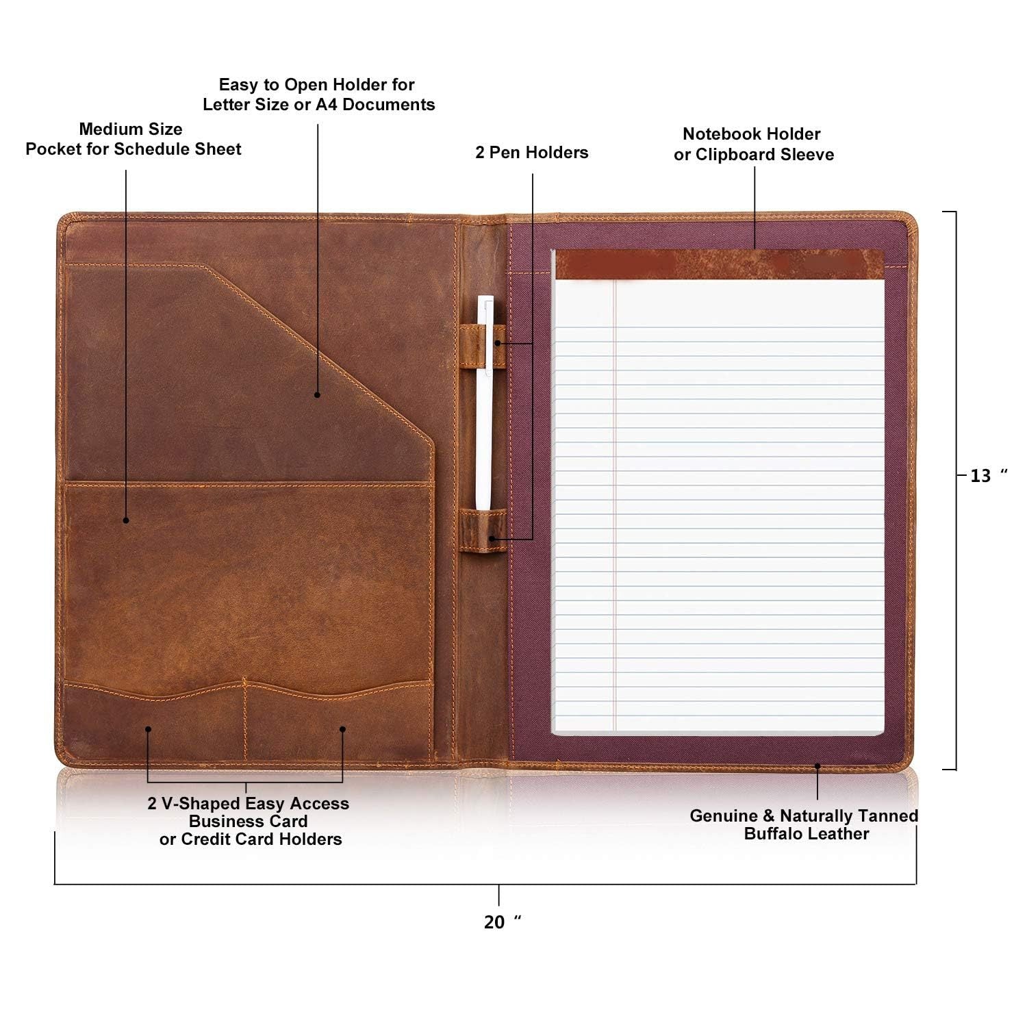 Genuine Leather A4 Folder with Clipboard