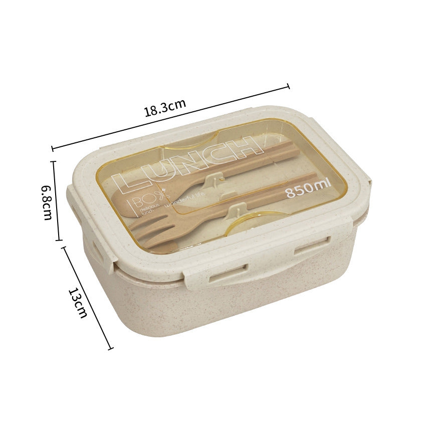 Microwave-Safe Wheat Straw Lunch Box with Compartments