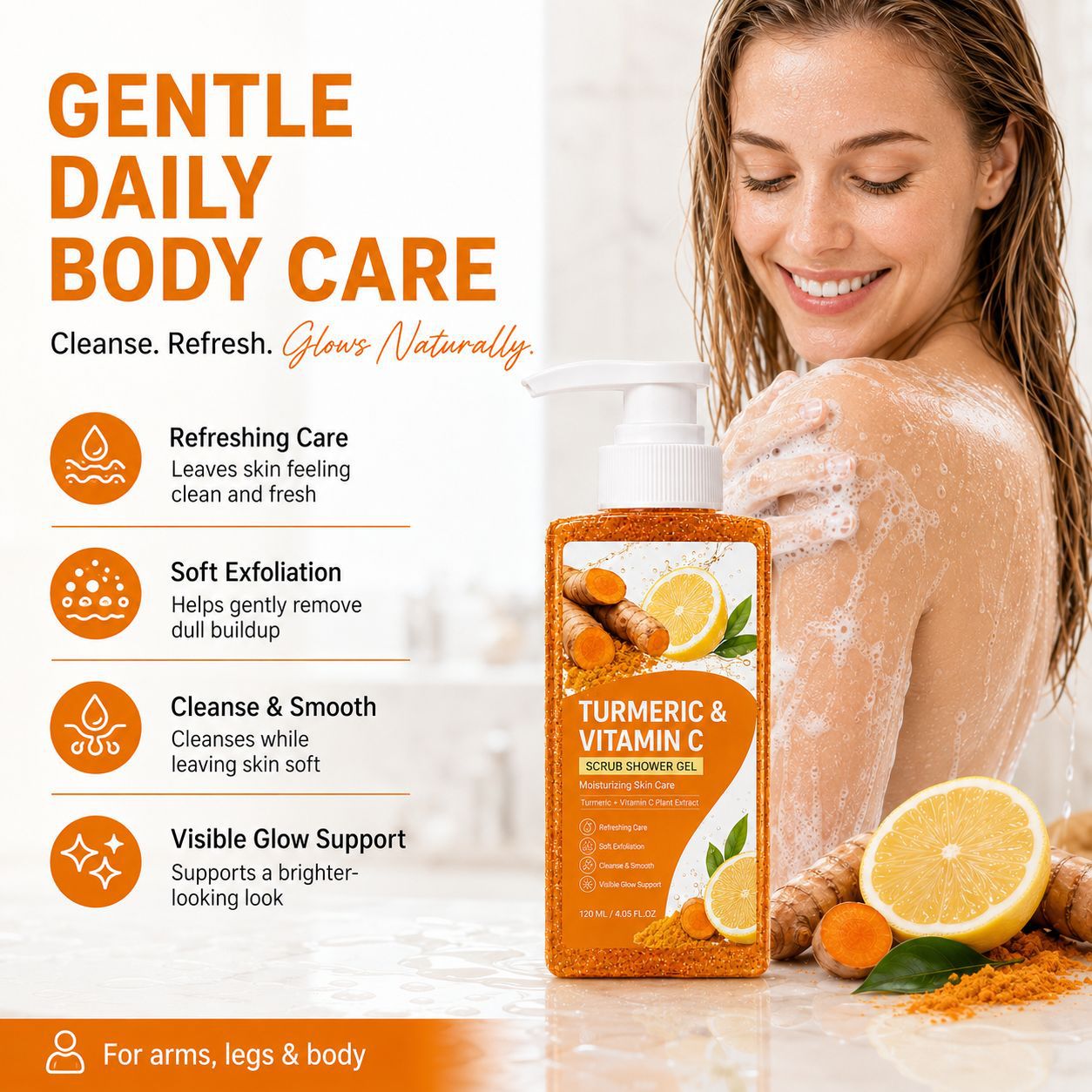 Turmeric Vitamin C Moisturizing Exfoliating Shower Gel