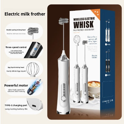 Household Handheld Egg Liquid Frother, Coffee Milk Frother, Electric Milk Mixer, Cream Whipper