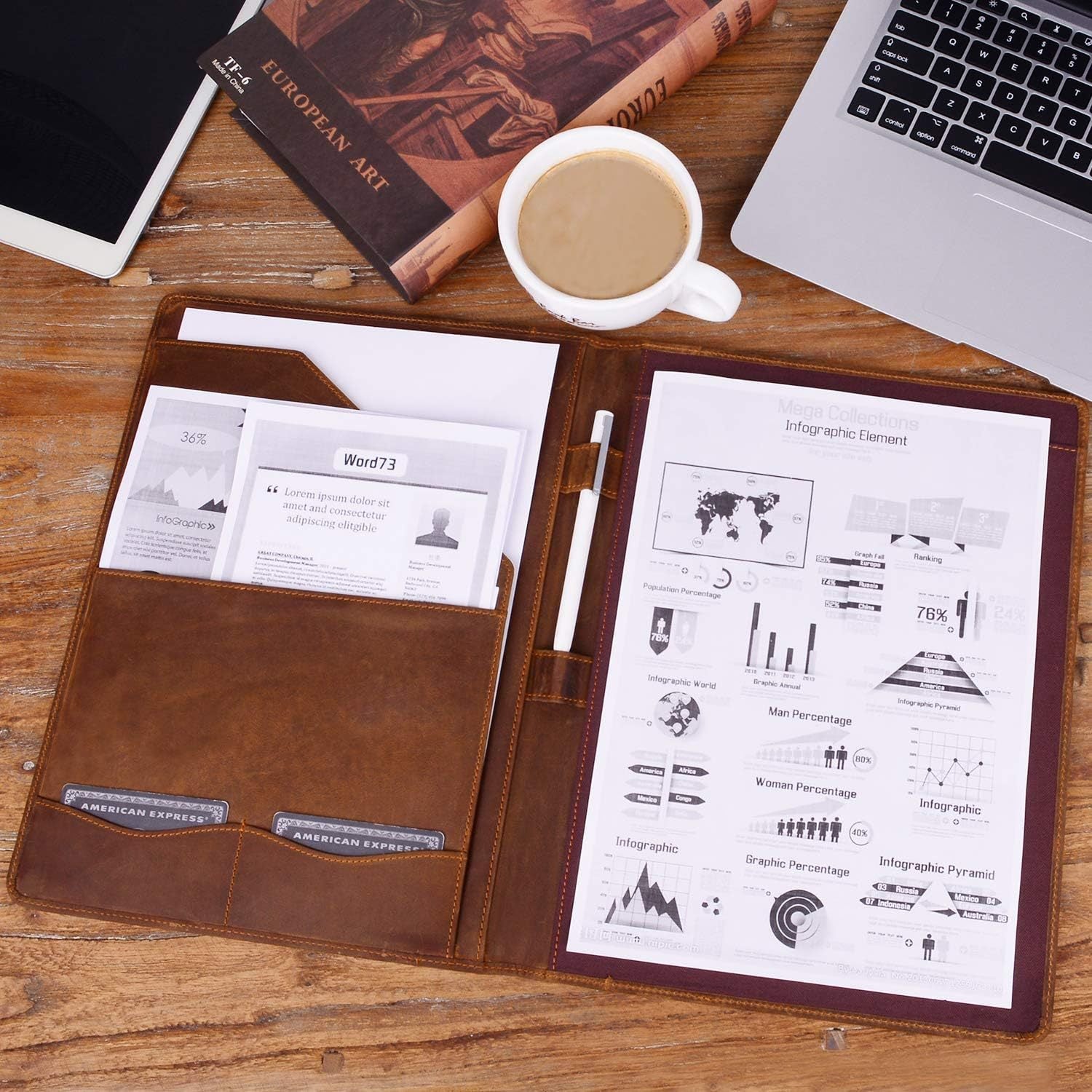 Genuine Leather A4 Folder with Clipboard