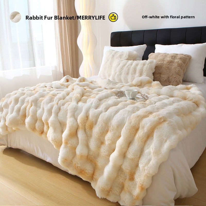 Luxury-lite rabbit fur blanket for office afternoon nap blanket