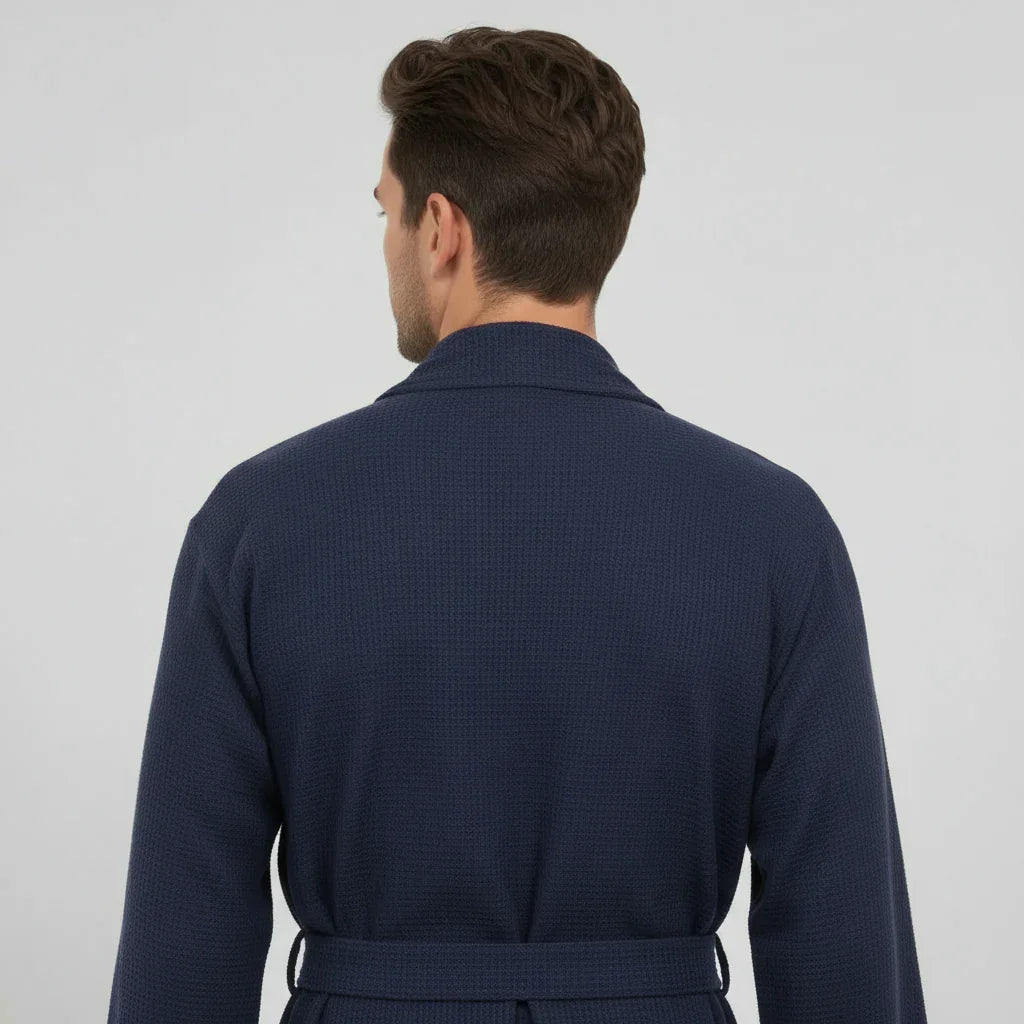 Waffle Spa Bathrobe for Men -  Absorbent, Lightweight