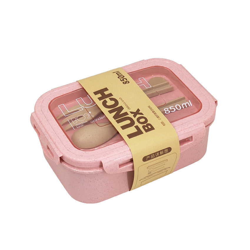 Microwave-Safe Wheat Straw Lunch Box with Compartments