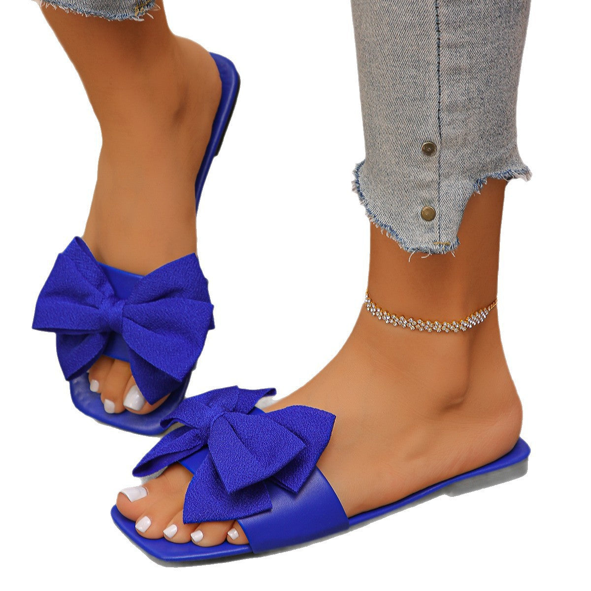 Women Bowknot Flat Beach Sandals