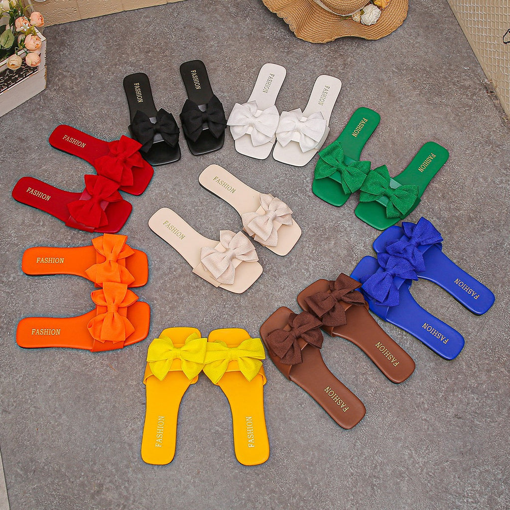 Women Bowknot Flat Beach Sandals