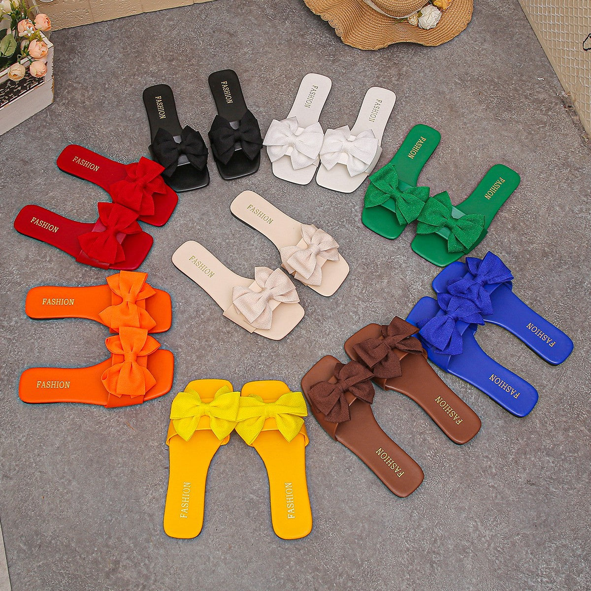 Women Bowknot Flat Beach Sandals