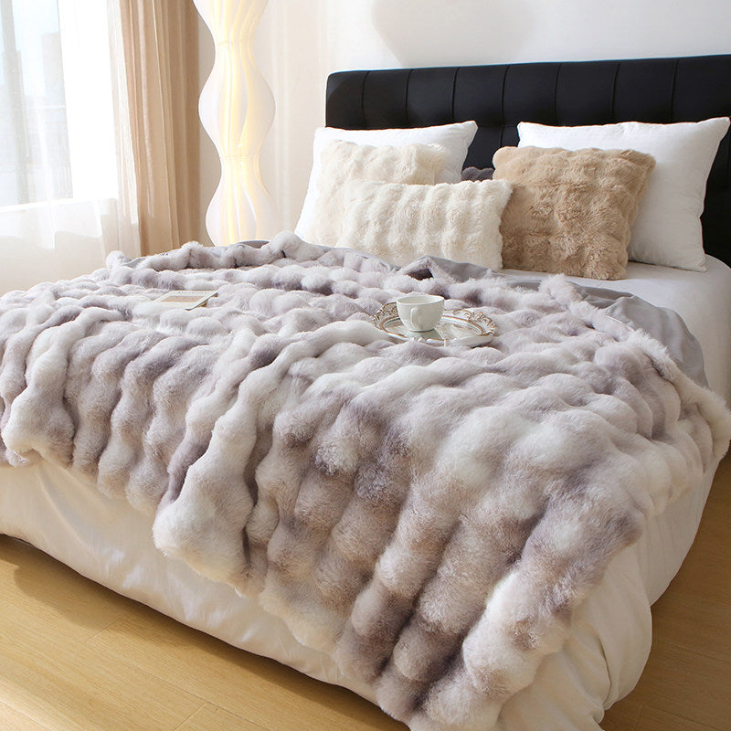 Luxury-lite rabbit fur blanket for office afternoon nap blanket