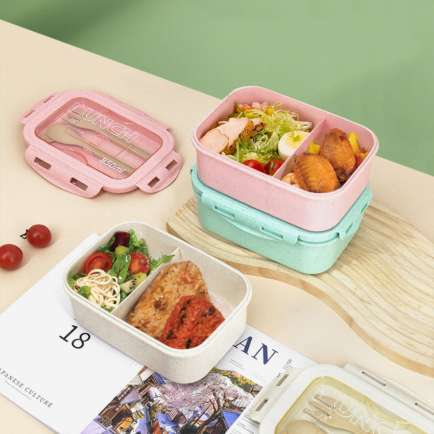 Microwave-Safe Wheat Straw Lunch Box with Compartments
