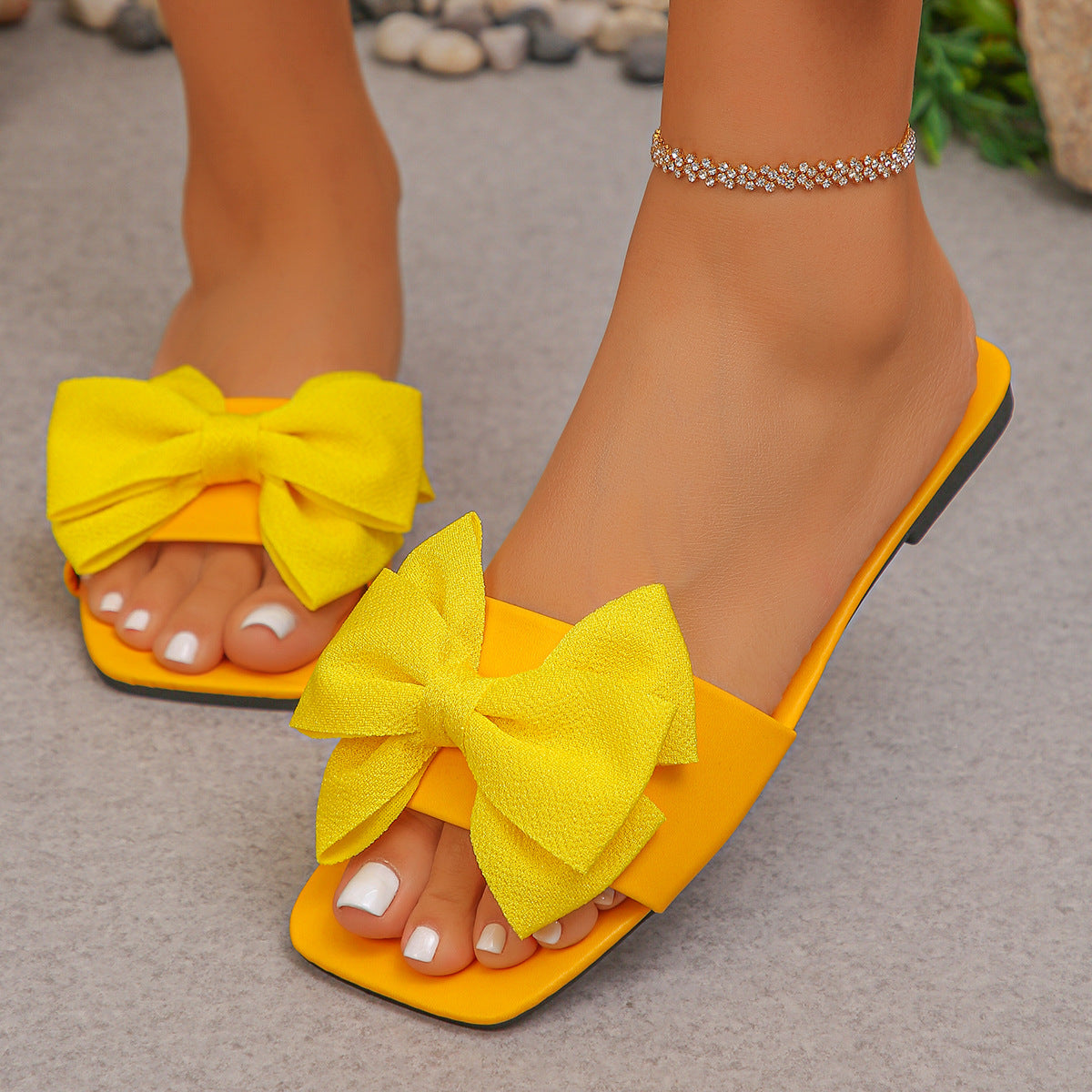 Women Bowknot Flat Beach Sandals